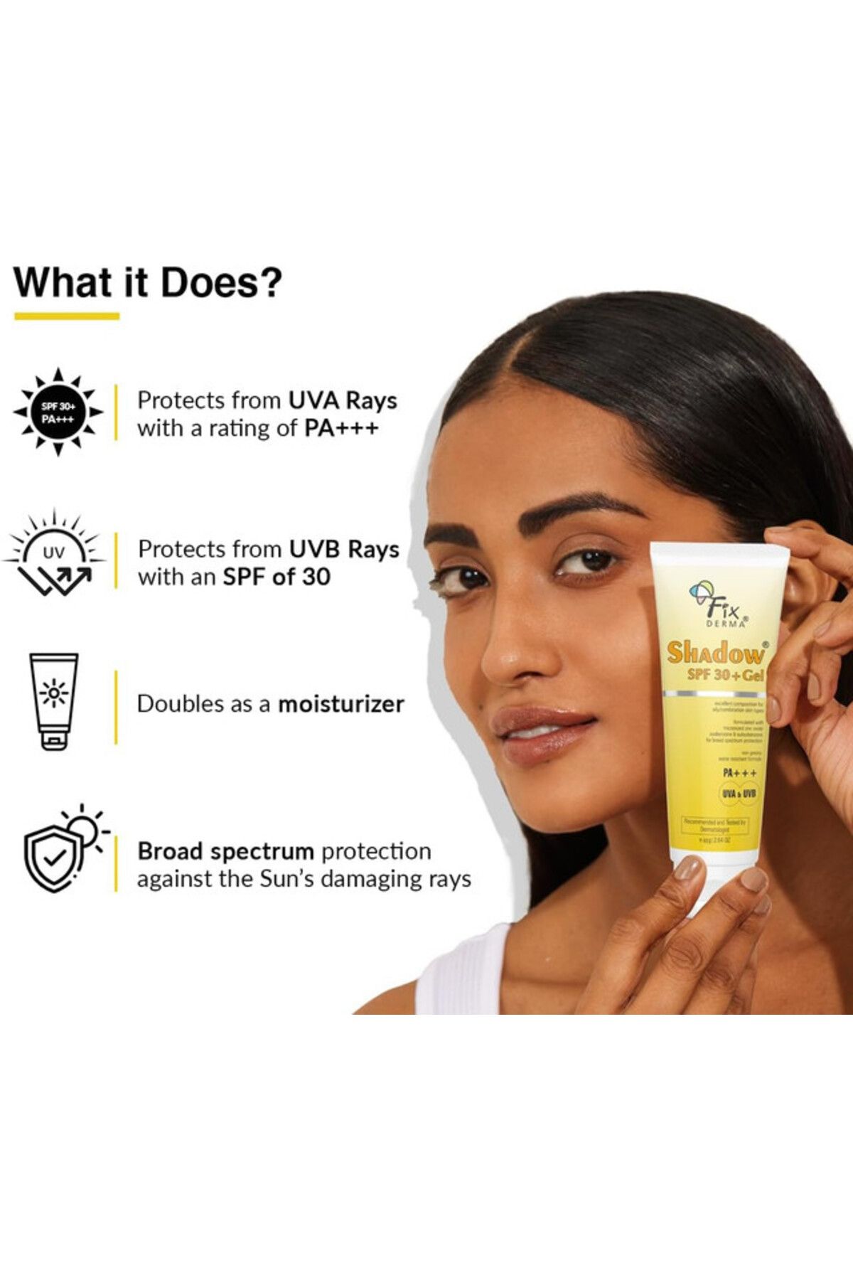FixDerma-Shadow SPF 30 Sunscreen, Oily Skin, Broad Spectrum UVA/UVB, Non-Greasy, Water-Resistant, 40g 5