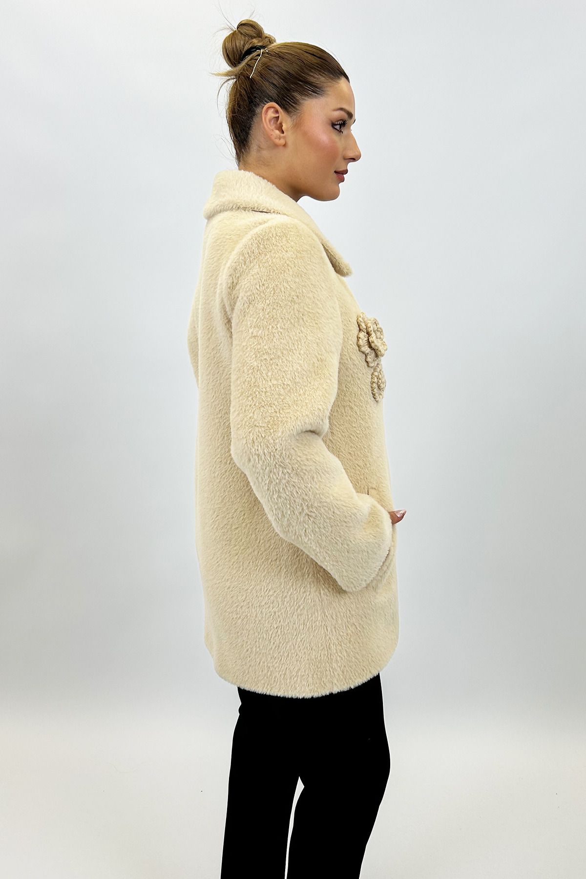 Ayda Triko-Polo Neck Angora Coat 6