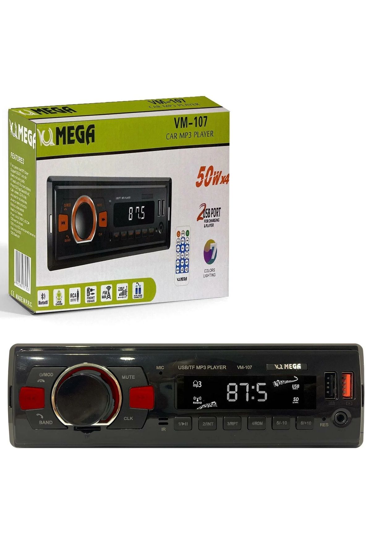 MEGA 4X50 Watt Oto Teyp Bluetooth 2xUsb Sd Fm Aux - MEGA VM-107