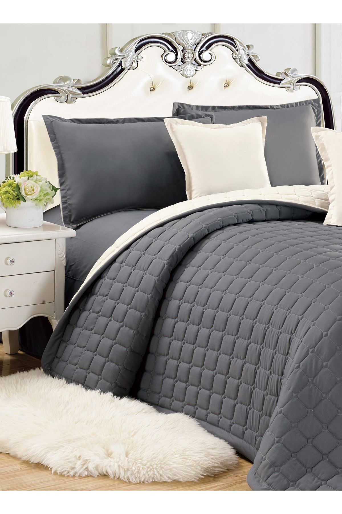Generic-Compressed two-sided Comforter Set Double Size Tow color, 6 Pieces, King Size 2