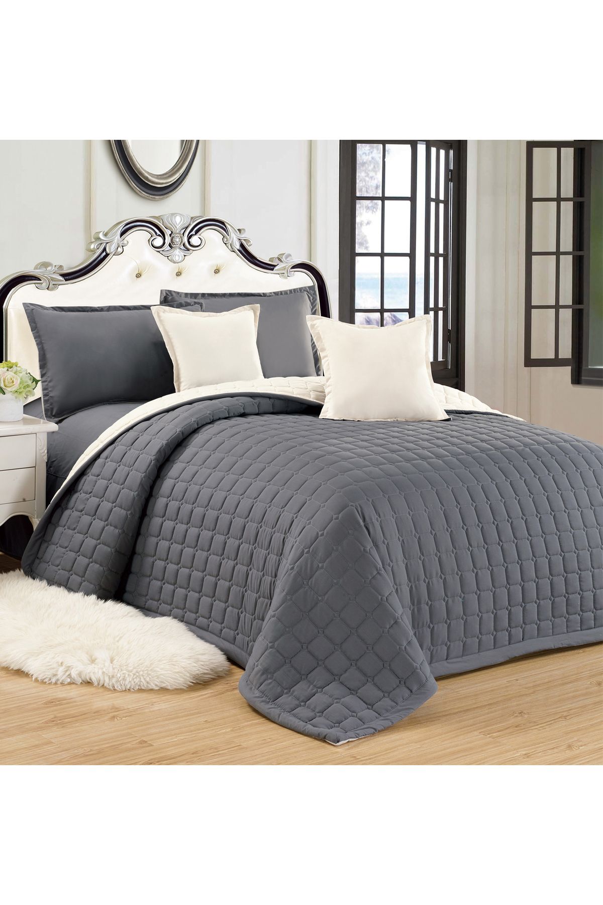 Generic-Compressed two-sided Comforter Set Double Size Tow color, 6 Pieces, King Size 5