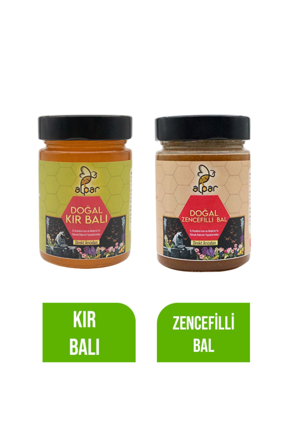 ALPARBALL Alpar Bal Doğal Kır Balı ve Zencefilli Bal 450gr x 2 Adet