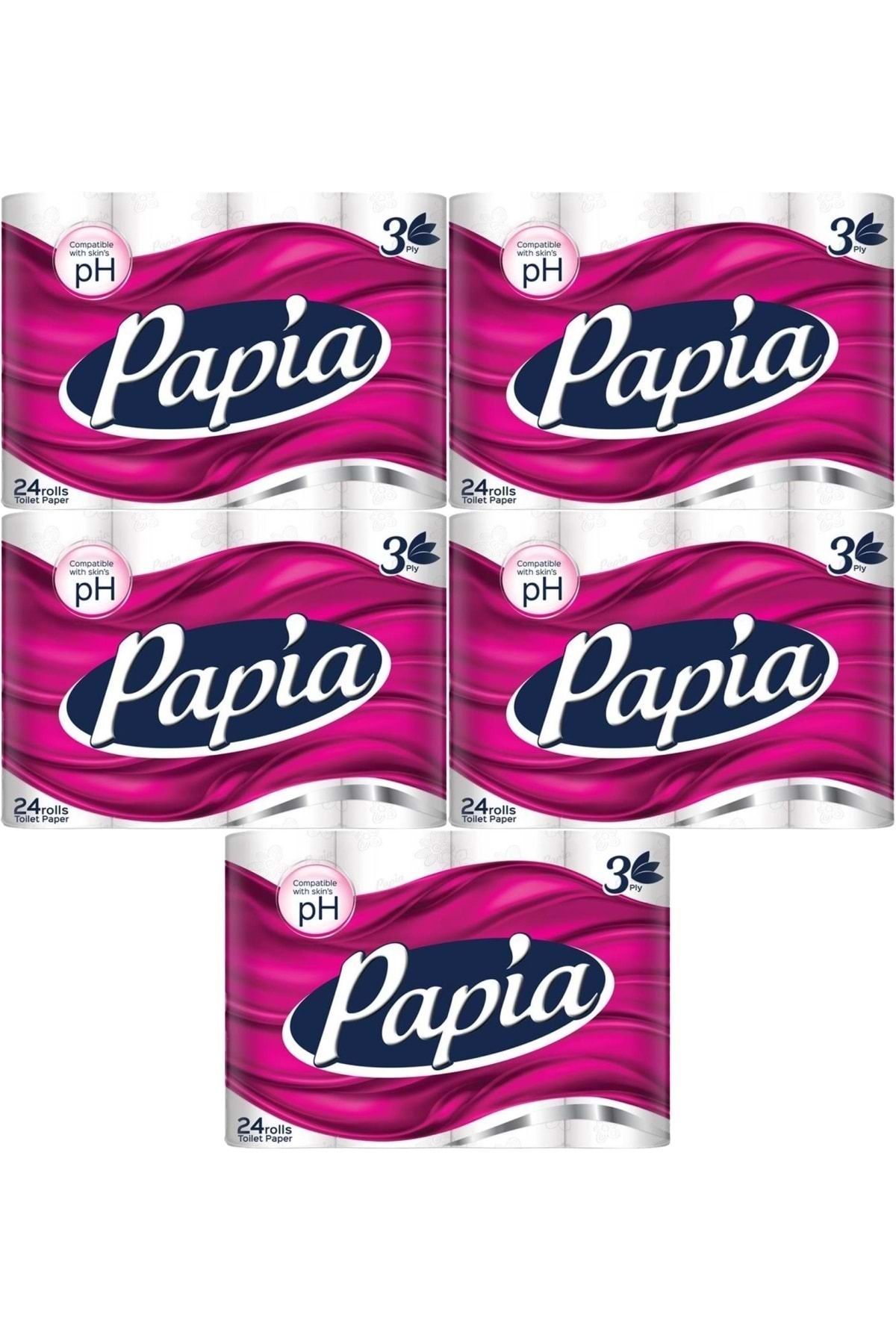 Papia Tuvalet Kağıdı (3 Katlı) 120 Li Set Klasik (5PK*24)