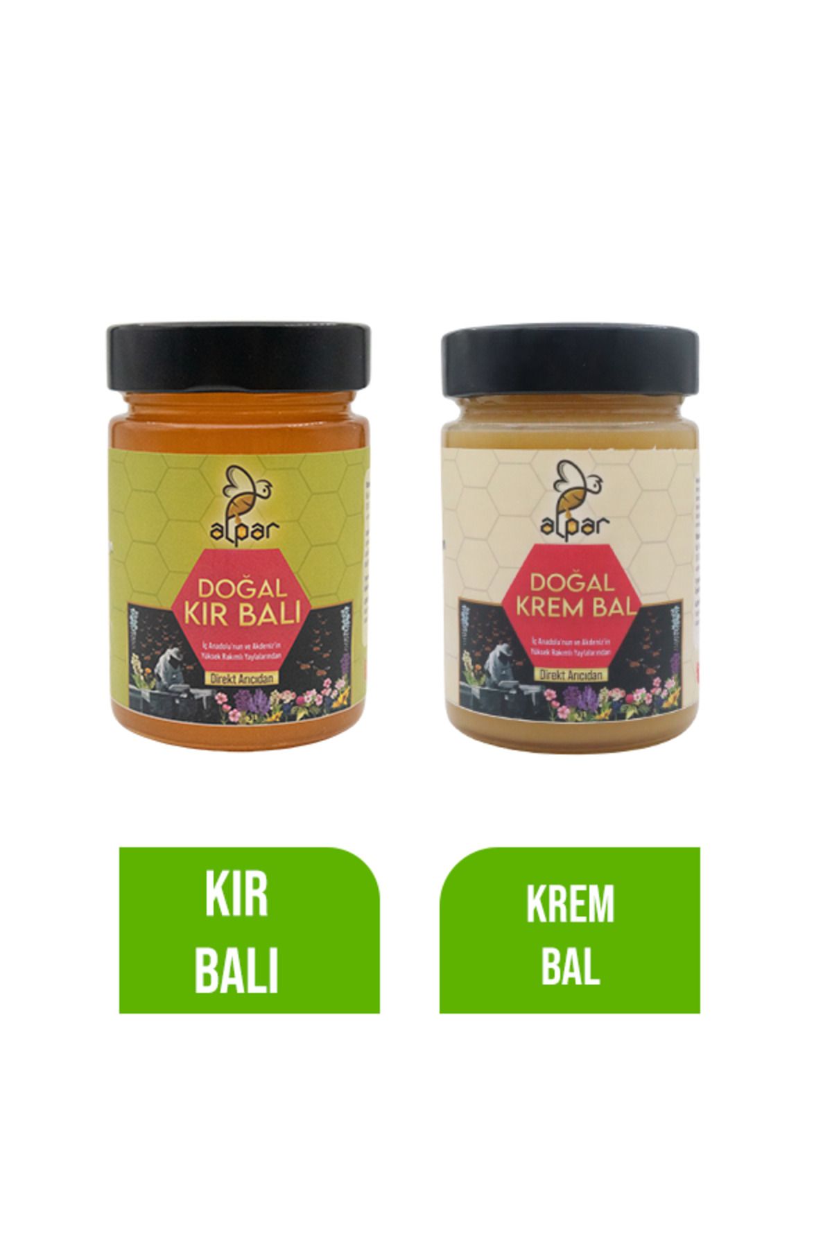 ALPARBALL Alpar Bal Doğal Kır Balı ve Krem Beyaz Bal 450gr x 2