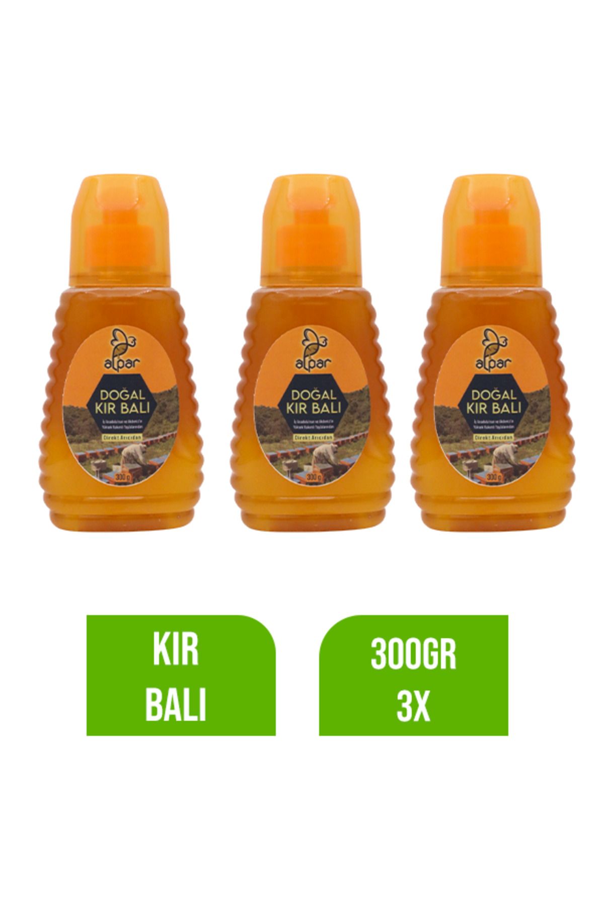 ALPARBALL Alpar Bal Doğal Kır Balı Sıkmalı 300gr x 3 adet