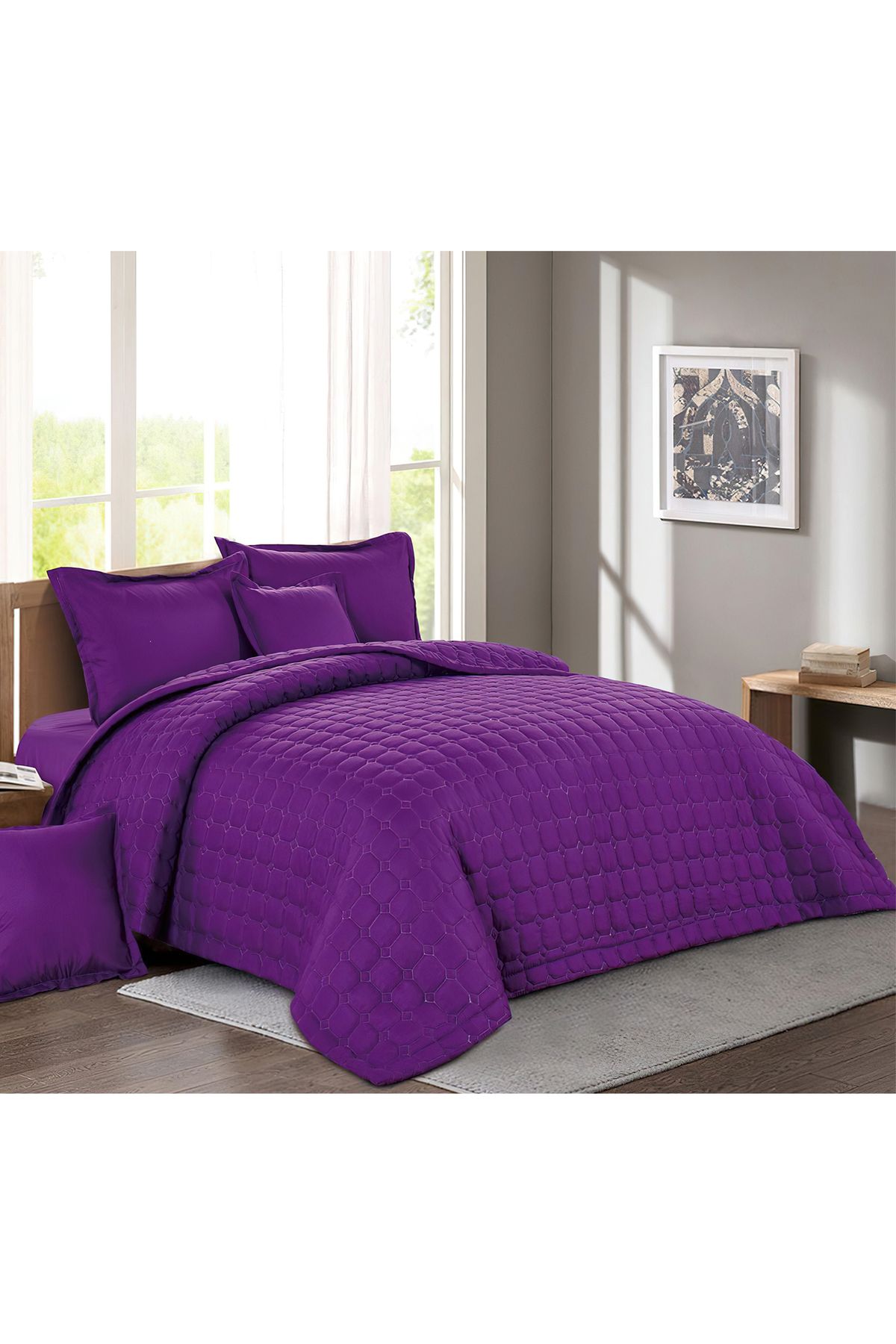 Generic-Compressed Comforter Set Duble Size one color, 6 Pieces , King Size 5