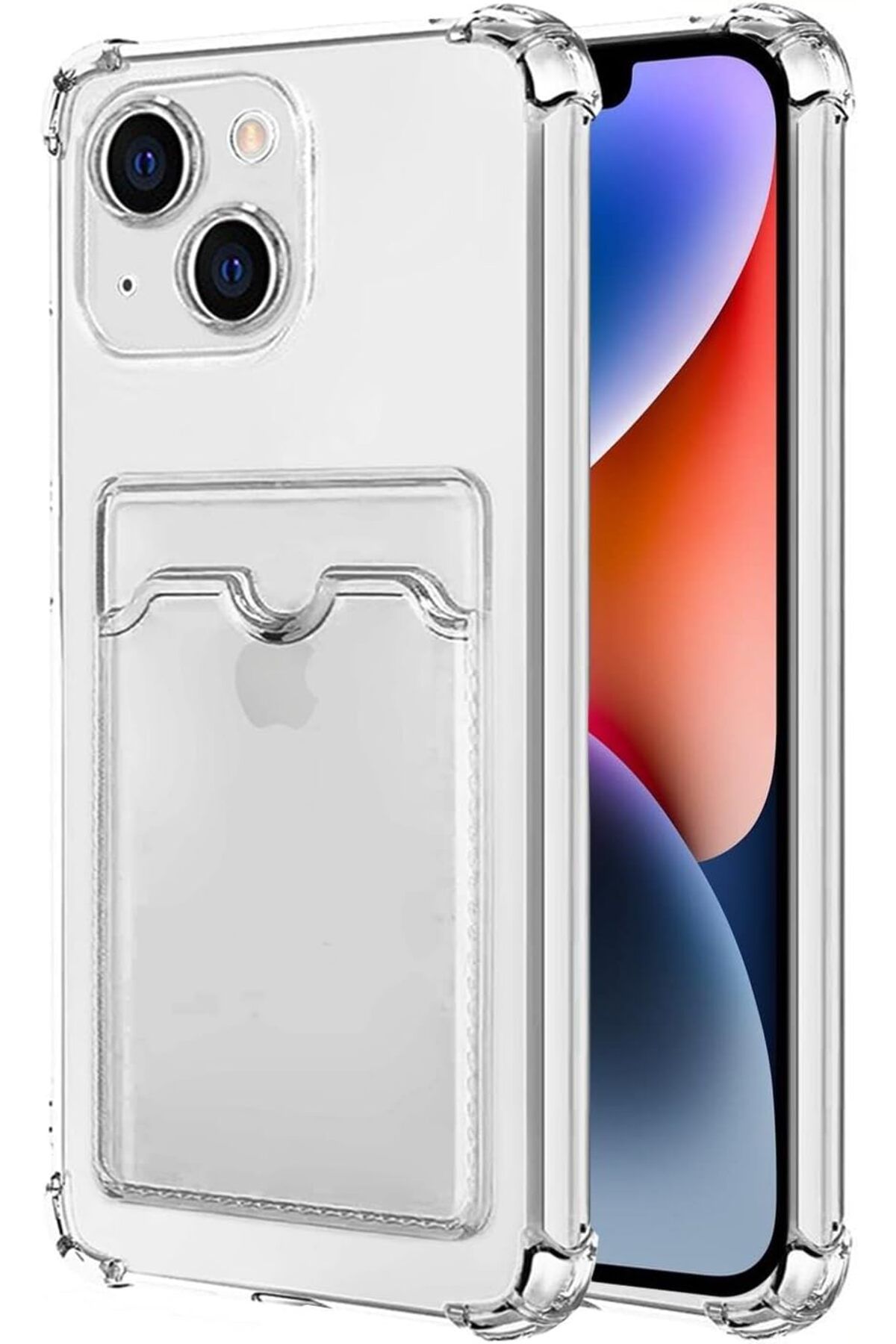 STOREMAX efshopx Kılıf Apple iPhone 15 Plus için Card Slot Shock Kılıf Şeffaf [iPhone 15 Plus ile Uyuml