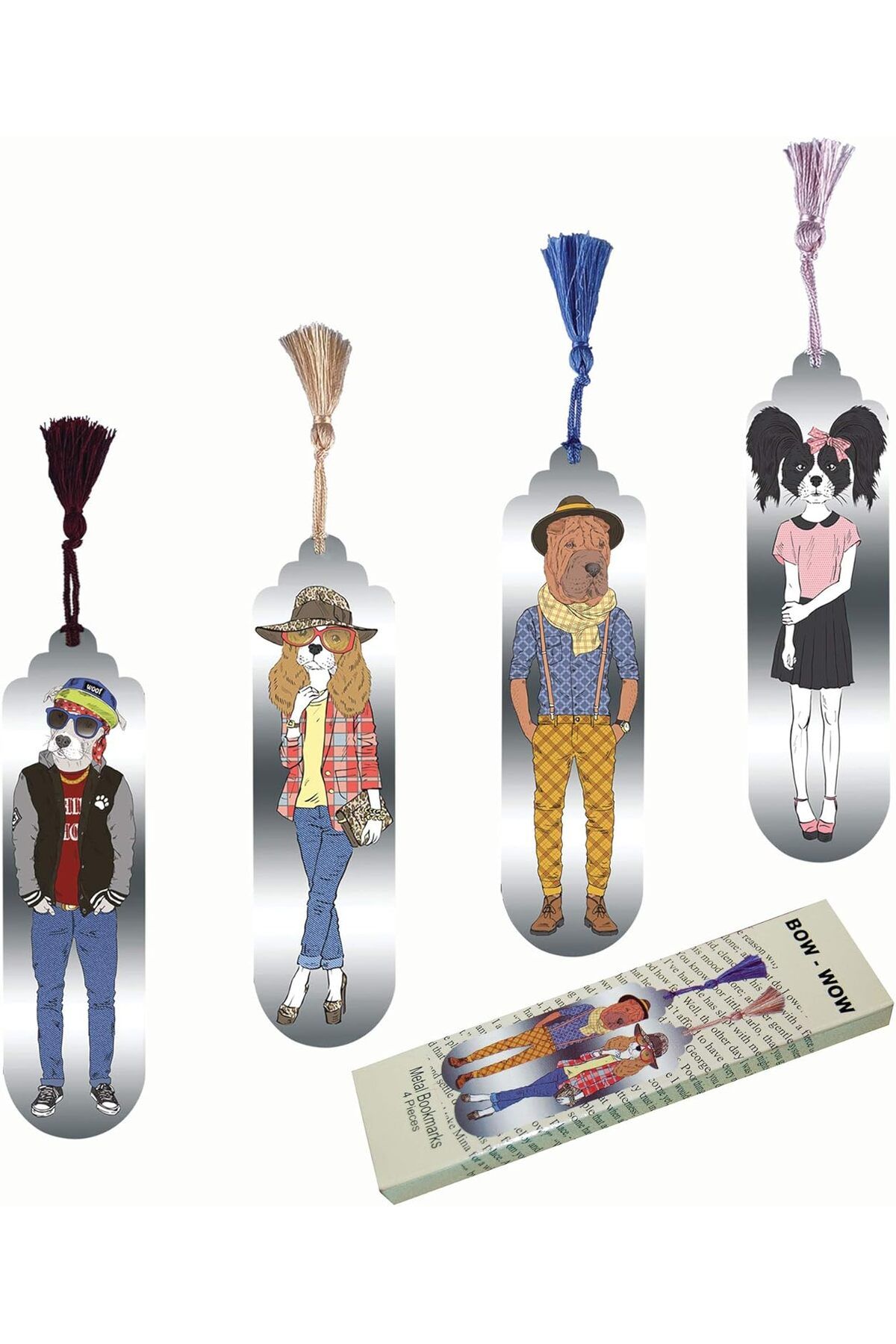 STOREMAX nffashopm Gift Hediyelik Metal Püsküllü Kitap Ayracı Seti (Bow-wow) storestarx 1051353