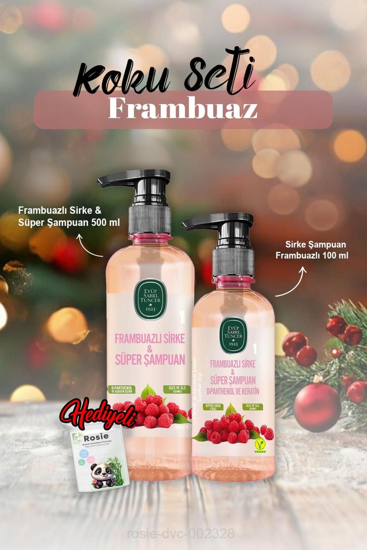 Eyüp Sabri Tuncer-100 ml Shampoo, Raspberry Shampoo 500 ml and Rosie Gift 1