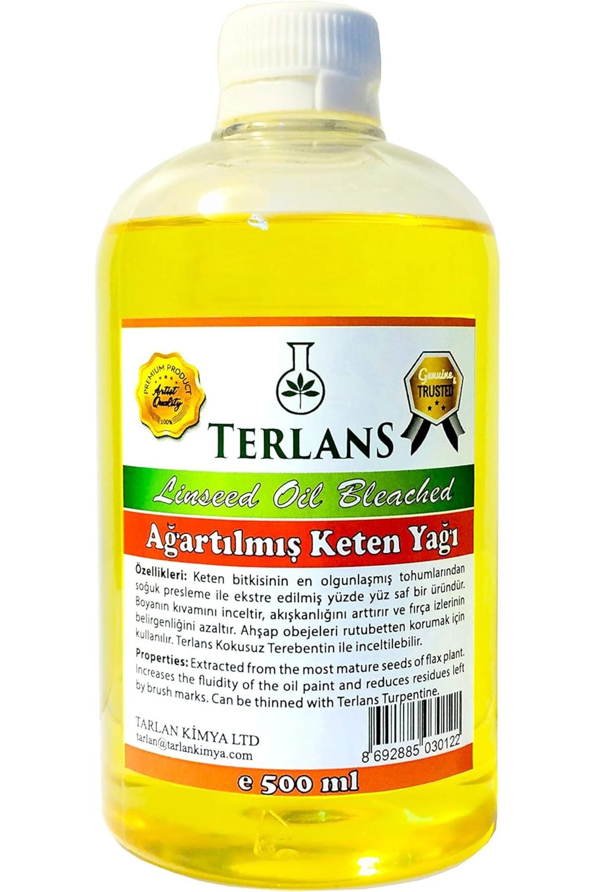 yenibagshop Keten Yağı Resim Yağı Ahşap Koruyucu 500 ml Linseed Oil