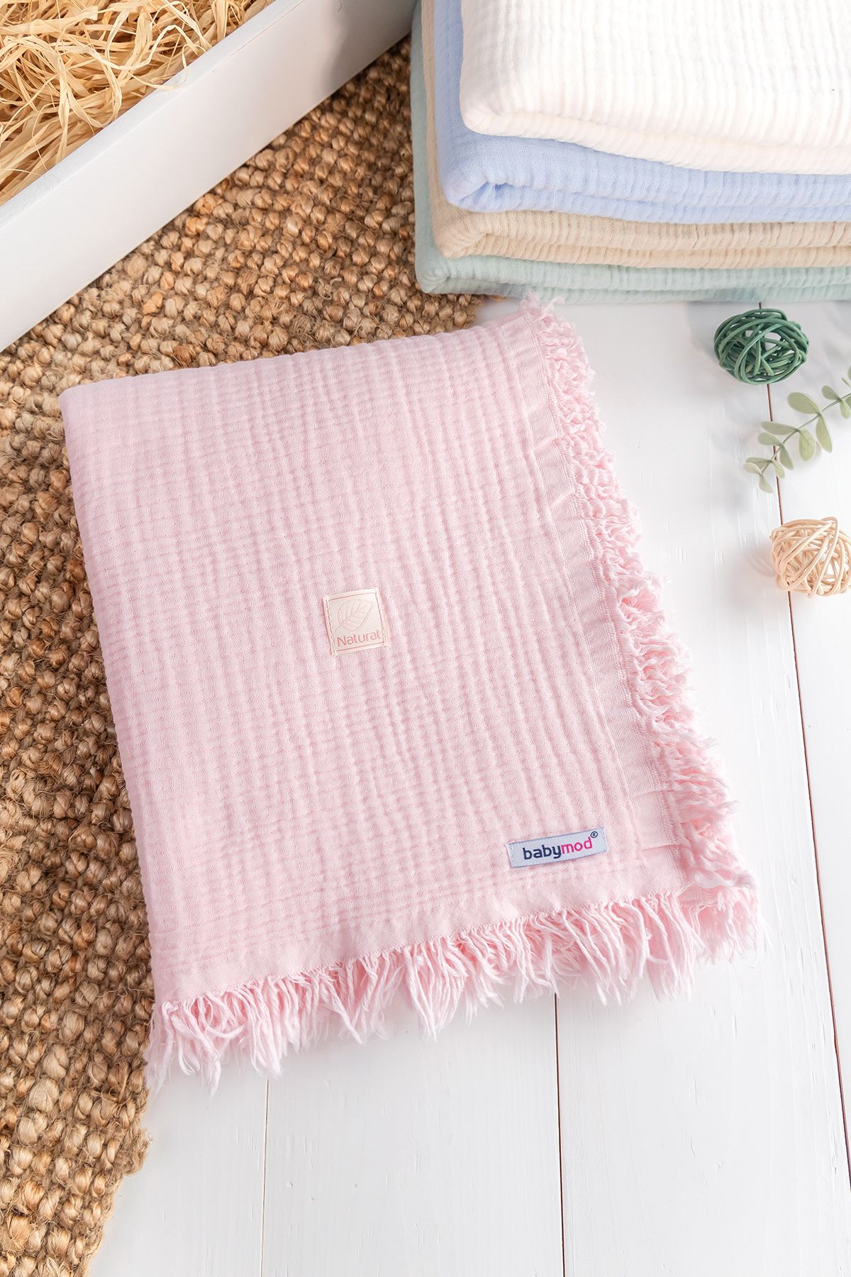 Babymod % 100 Pamuk Natural Dört Katlı Müslin Bebeka Battaniye
