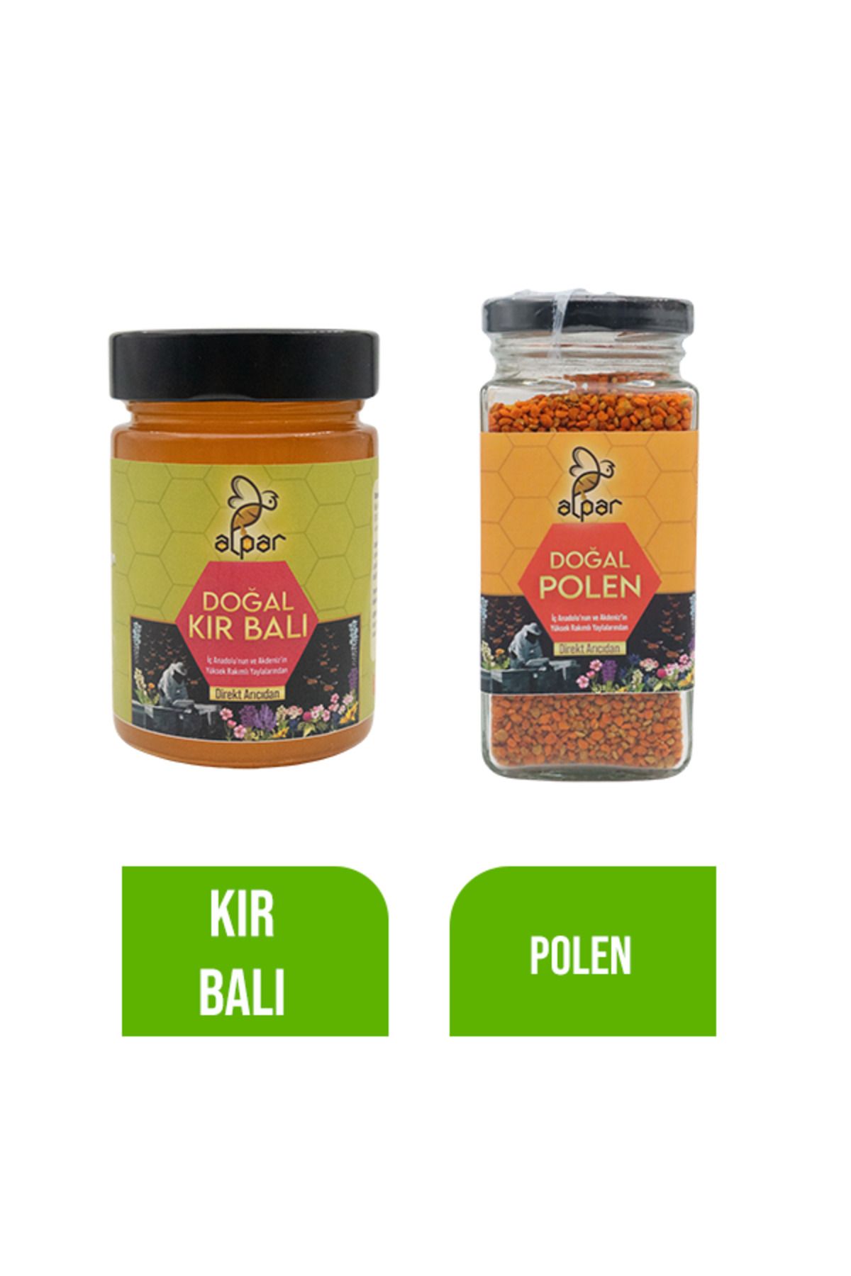 ALPARBALL Alpar Bal Doğal Kır Balı ve Taze Polen 450gr & 200gr