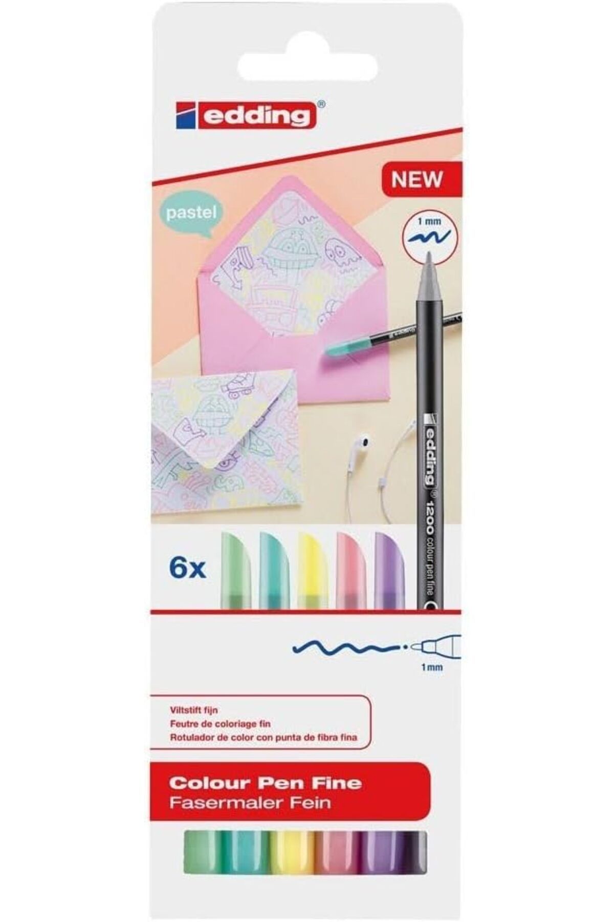 STOREMAX dlshop 1200 ince uçlu keçeli kalem - 6 pastel renkli set - yuvarlak uçlu 1 mm star 990396