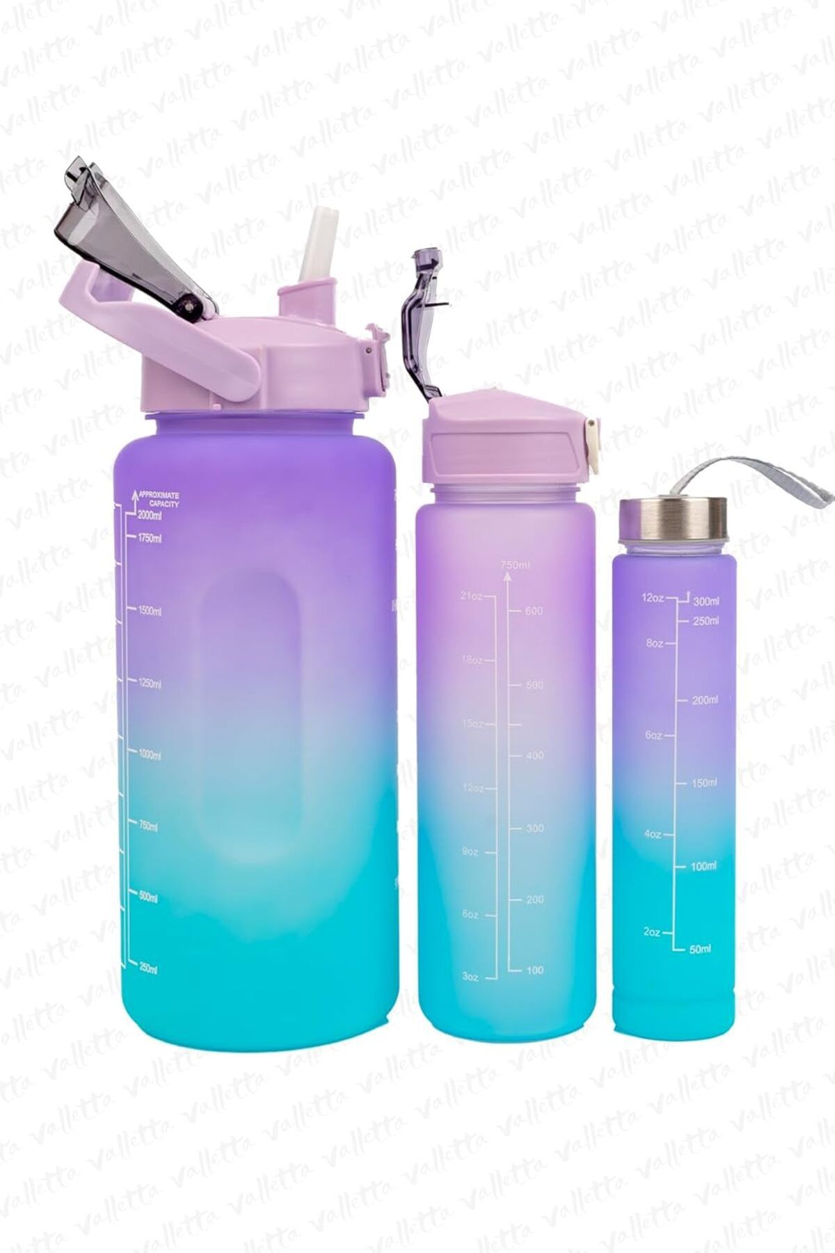 STOREMAX buystoremx Eldorado 3Lü Set Bpa Içermez Motivasyonel Su Matarası Mor Su Matarası,Su Şişesi,Sul