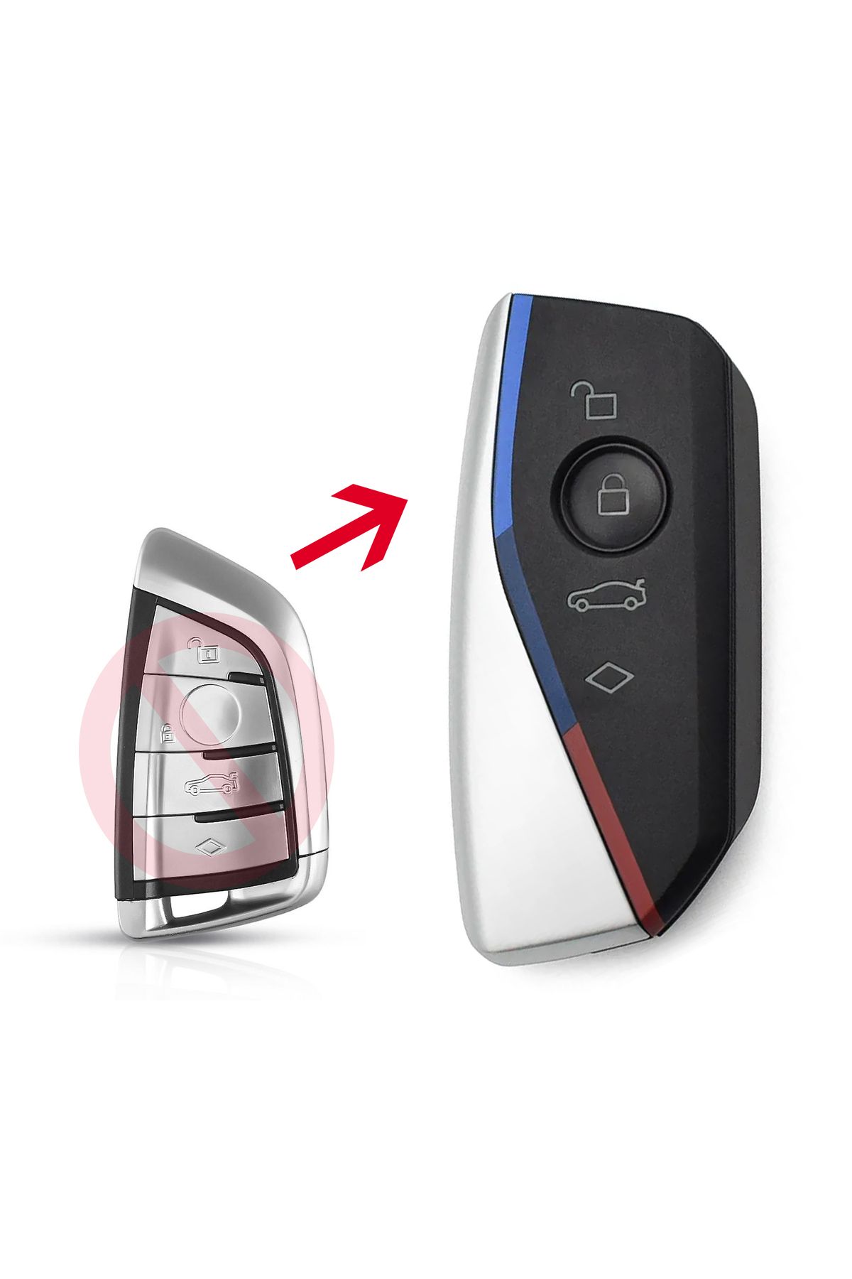 Luxe Aksesuarr BMW F-Serisi F10-F30-F11-F20-F40-F26 Tipi için Modifi Çevirici Smart Kumanda Kabı 4 Buton Gri