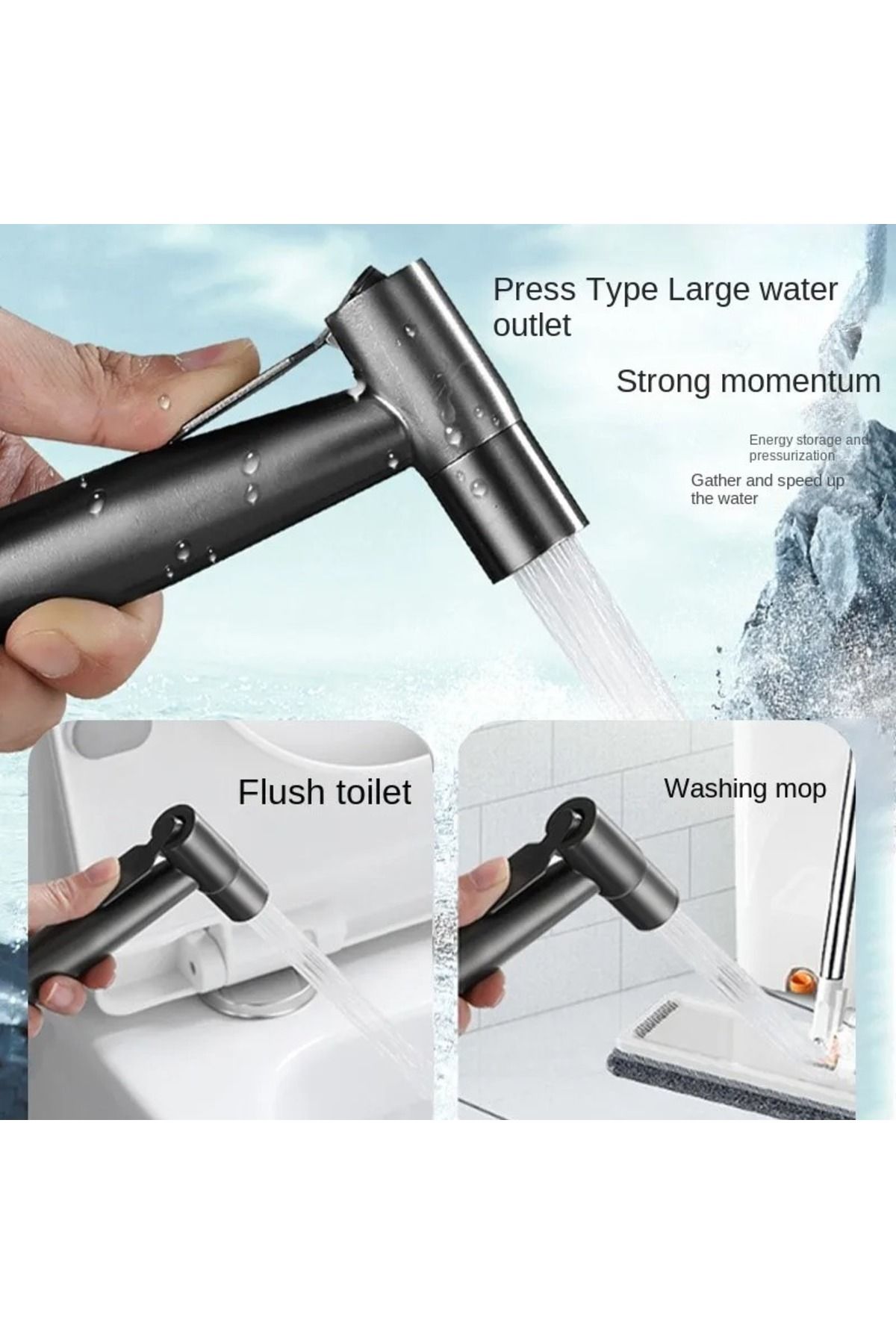 OEM-Anthracite Color Bathroom Bidet Pressure Sprayer Bidet Tap Toilet Seat Hose 3