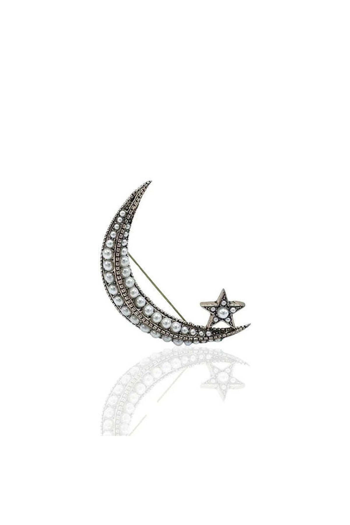 Damla Kalender PEARL CRESCENT BROOCH