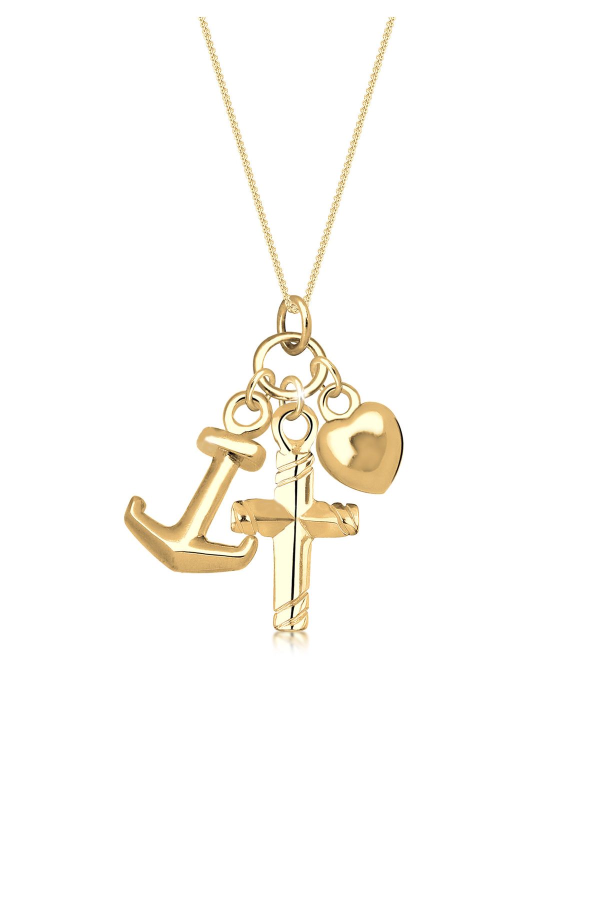 ELLI-Anker-Herz-Kreuz-Halskette für Damen – 925er Sterlingsilber 1