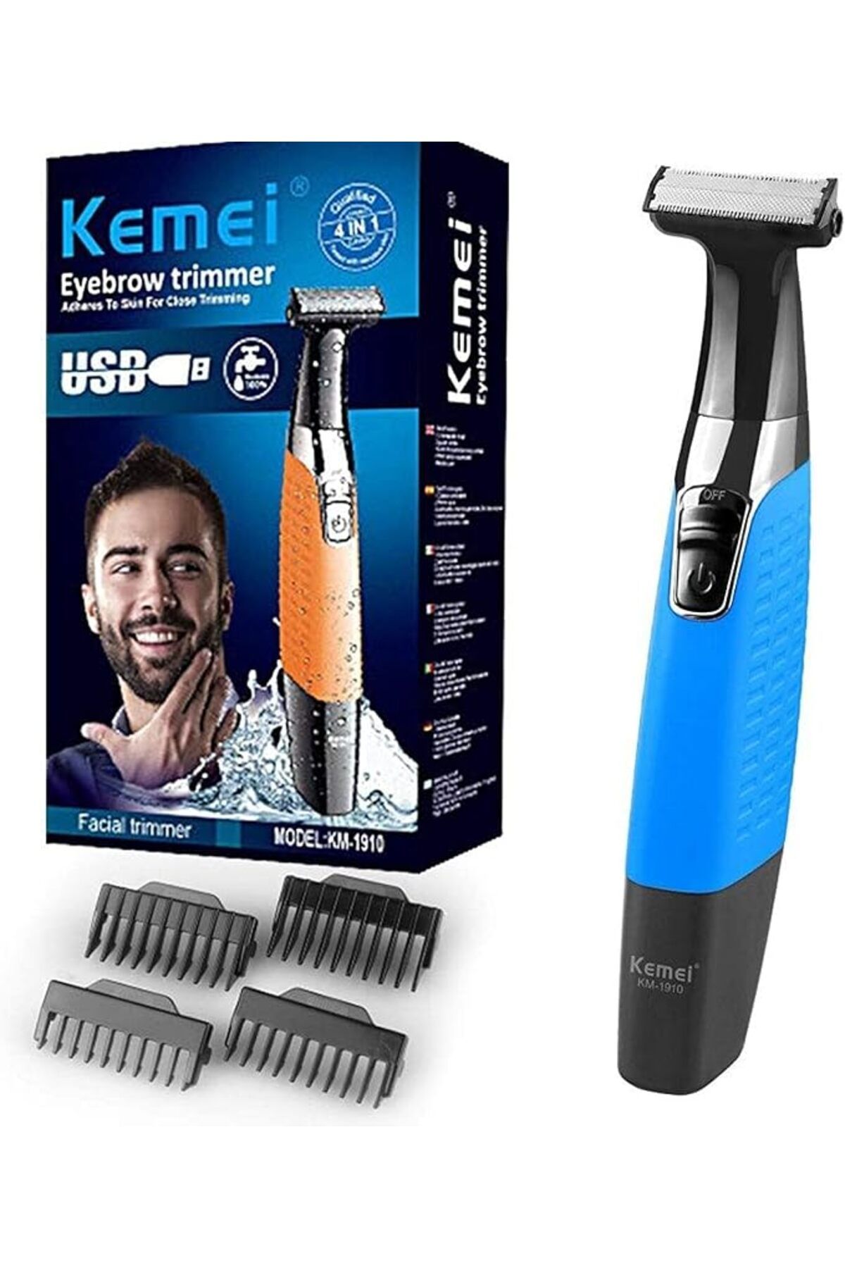 Kemei-Km-1910 Eyebrow Trimmer Blue 1