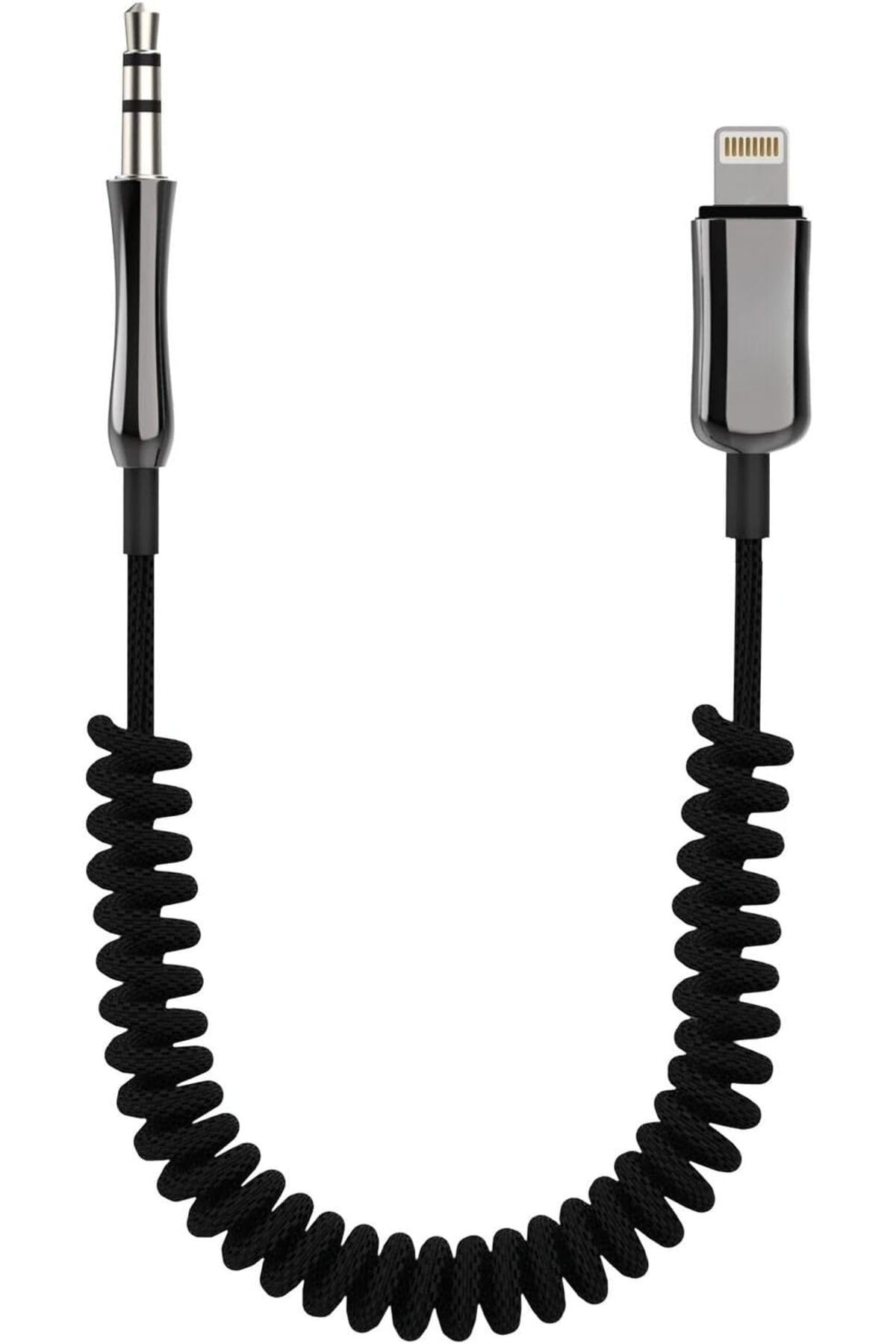 STOREMAX lbstorex iPhone Lightning to 3.5mm Örgülü Spiralli Aux Kablo Dönüştürücü 1m (Tüm Lightning