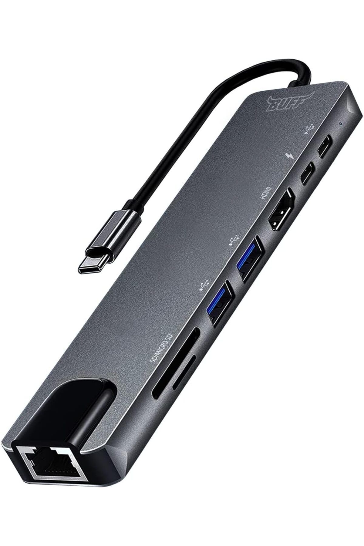 STOREMAX jvnnastore Labs Type C USB 8 in 1 Hub Çoklayıcı Adaptör USB 3.0, HDMI, USB C, SD, Ethernet trend