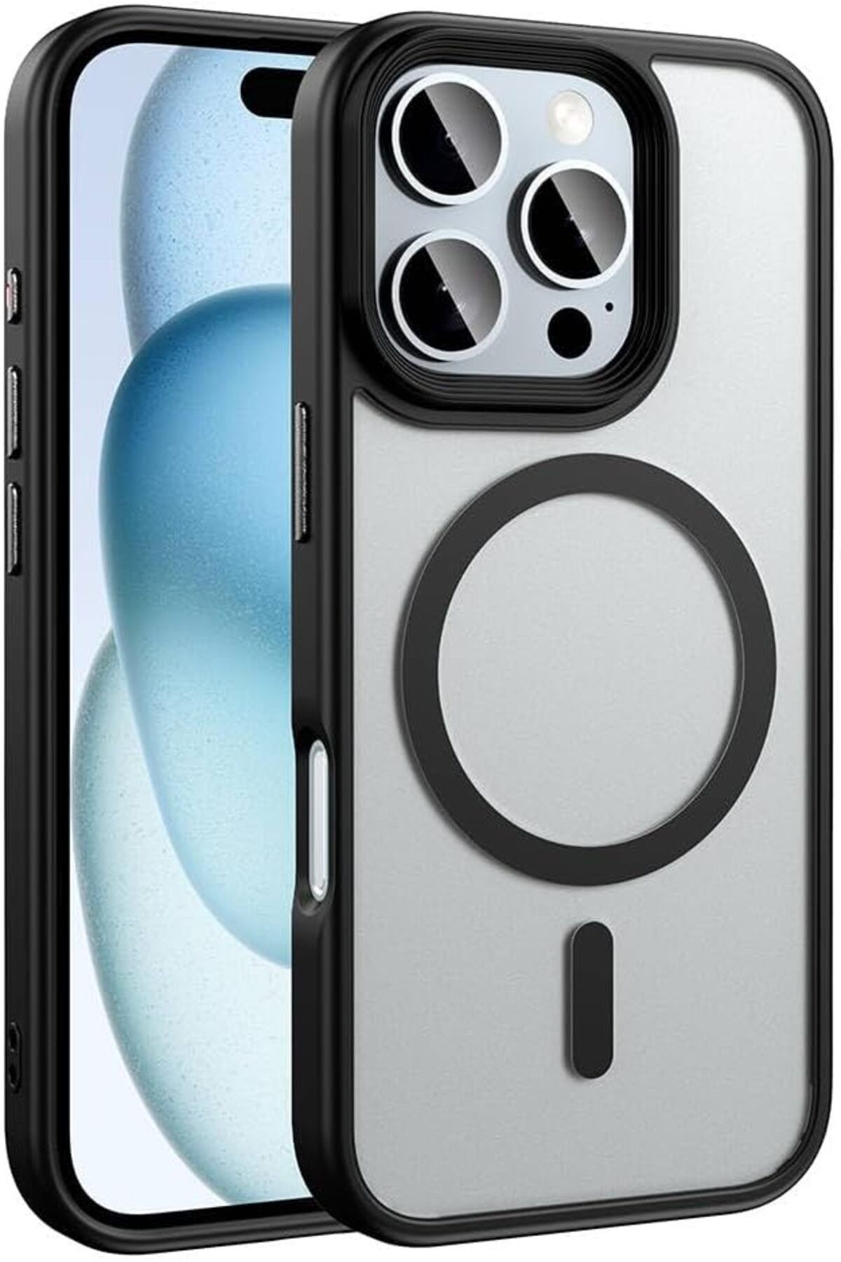 STOREMAX daliashops İle Uyumlu iPhone 16 Pro Kılıf Mat Arka Yüzey Wireless Şarj Özellikli ZORE Flet Mag