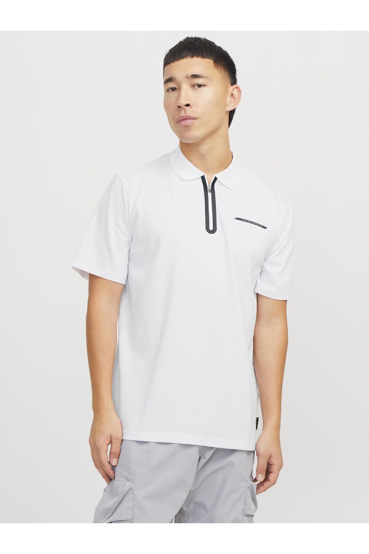 Jack & Jones J&J FUSION Pike Polo Yaka Men's Tişört White-Black