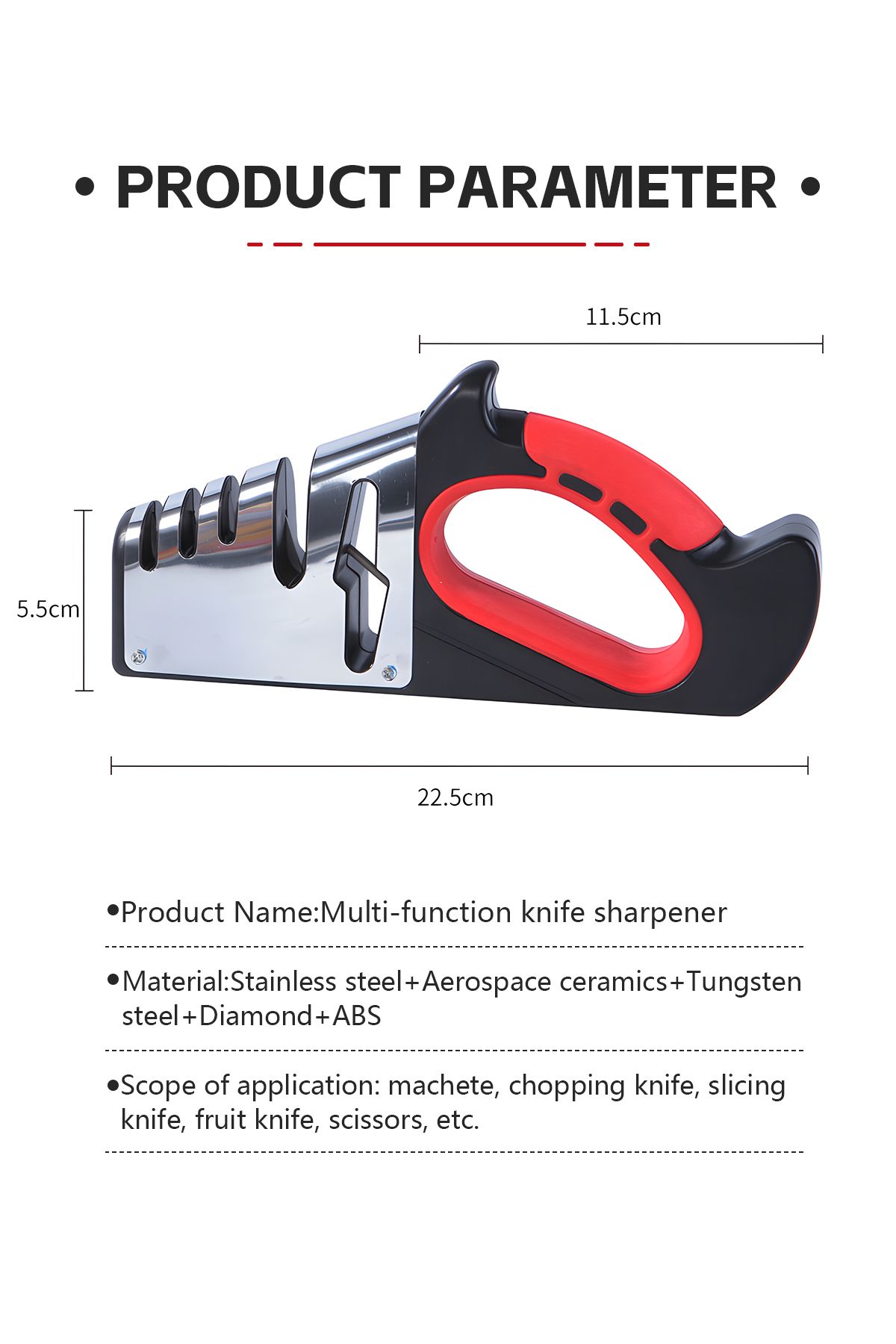 COOYA-5 in 1 Handheld Tool Sharpener,Premium Durable Non Slip,Use for Repair,Polish,Sharpen,Black&Red 3