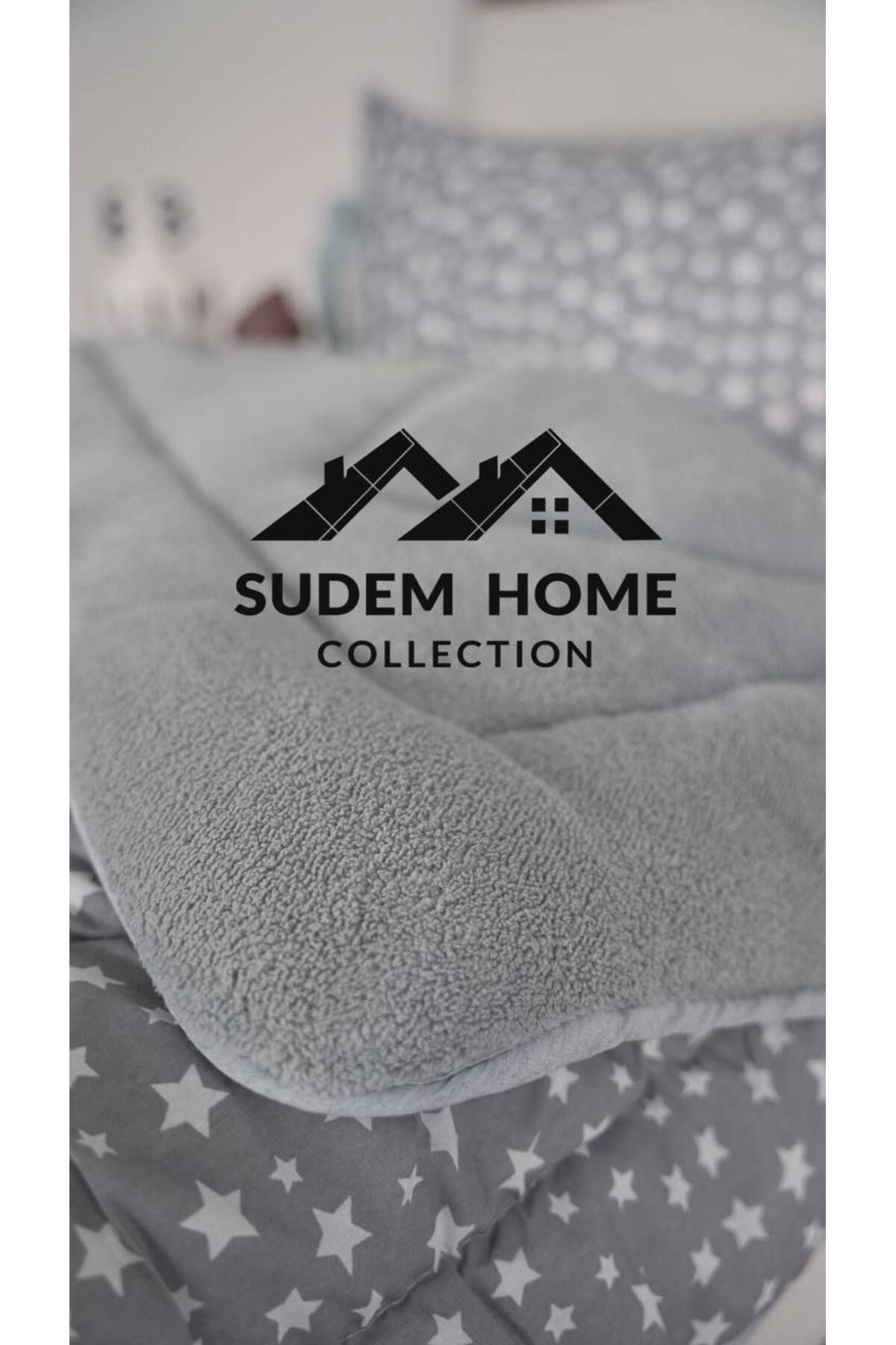 Sudemhome-Welsoft Fluffy Soft Single Sleeping Set - Gray Star, with Elastic Sheets 4