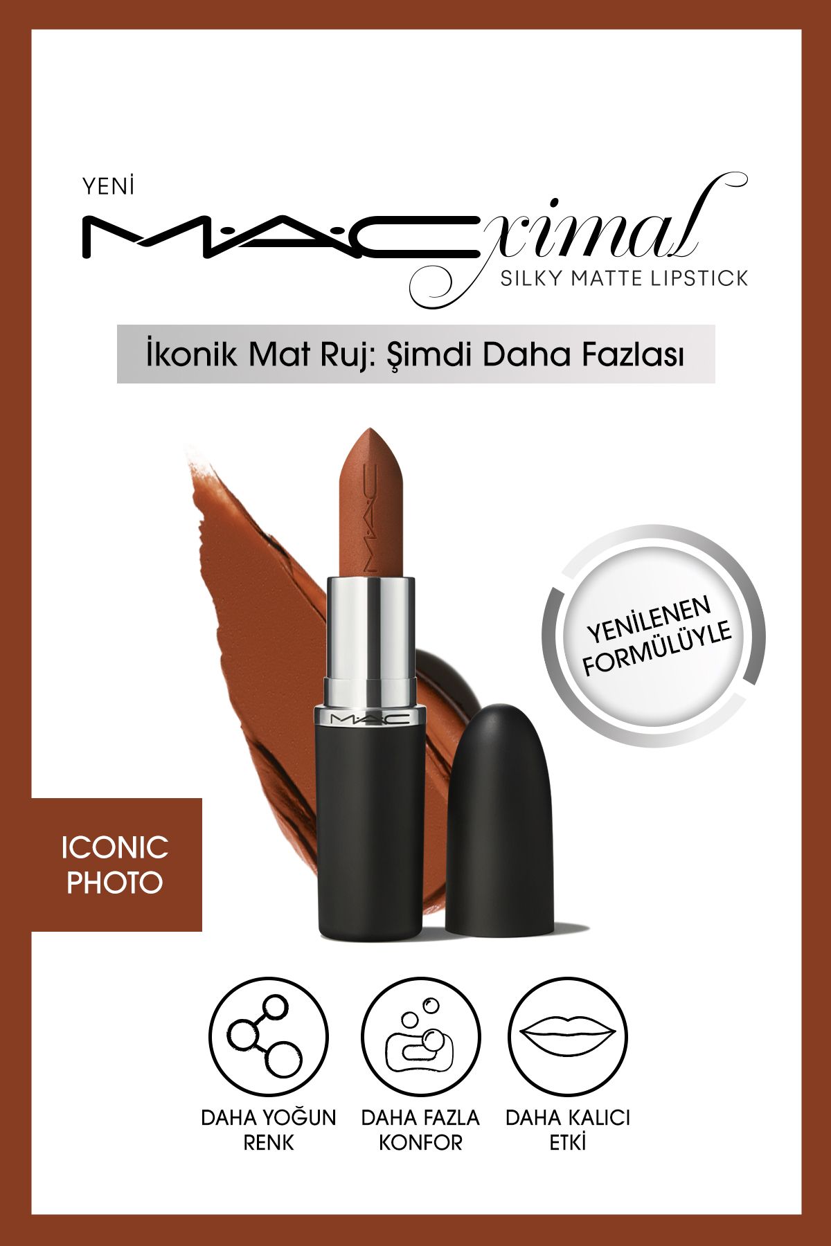 M.A.C Silky Matte Lipstick Nemlendirme Etkili Yoğun Renk Sağlayan Ruj -ICONIC PHOTO 3.5GM