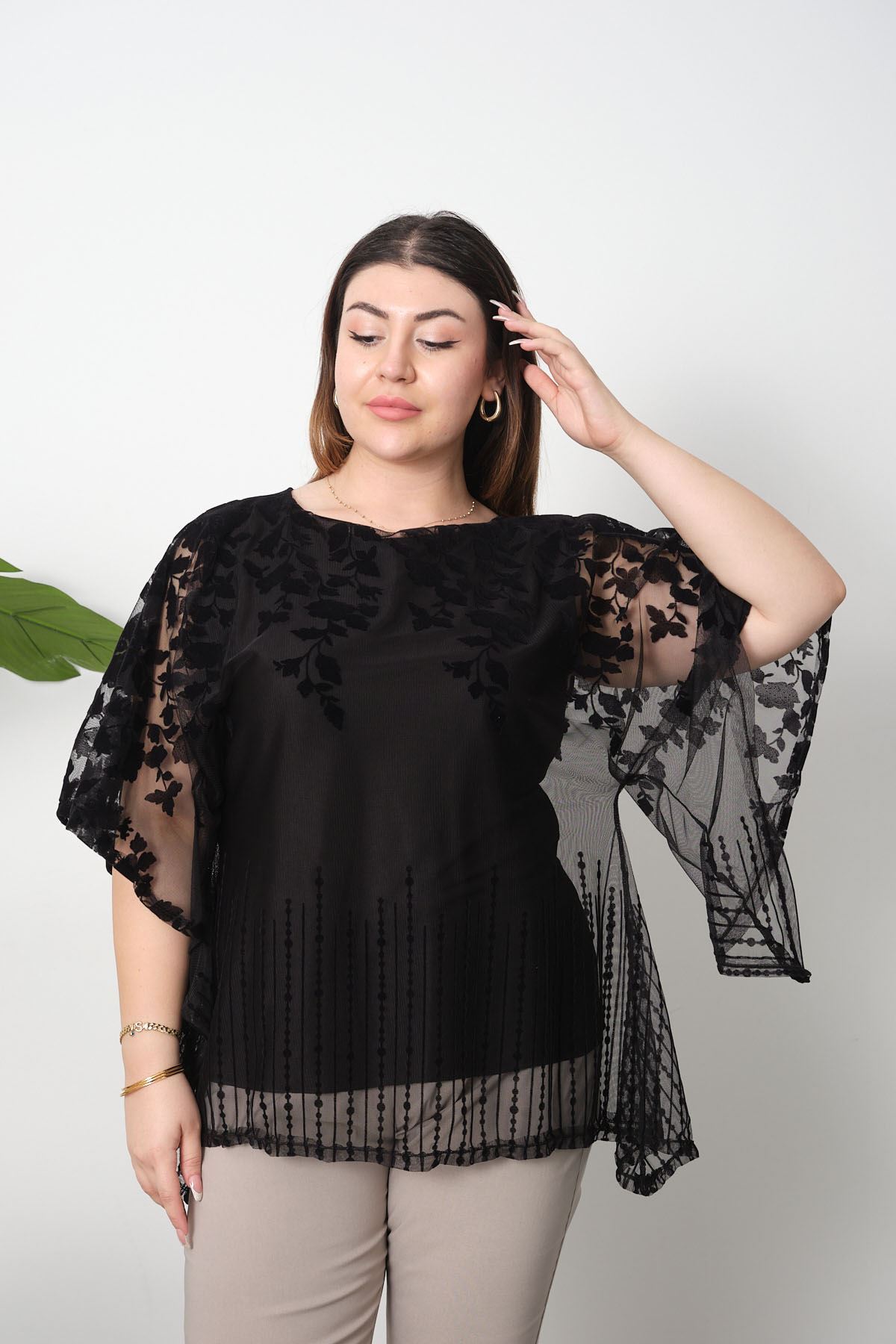 modayız Büyük Beden Sİyah Bluz 30A-2557 görsel 5