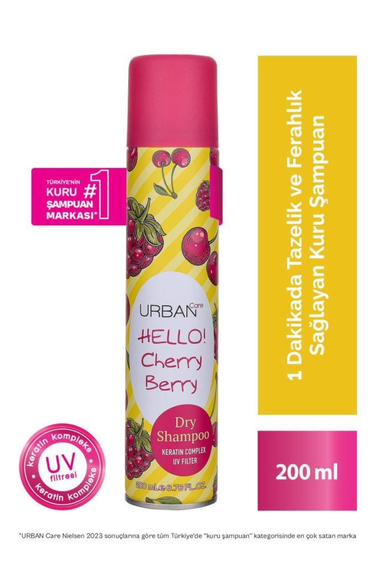 Urban Care-Hello Cherry Berry Volumizing Dry Shampoo - Vegan - Uv Protection - 200 ml 1