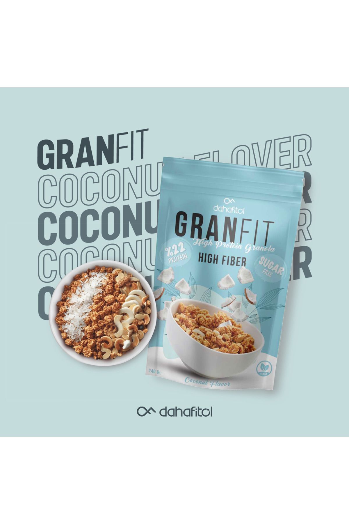 Dahafitol Granfit Hindistan Cevizi Aromalı Yüksek Proteınli Şekersiz Granola 240 gr