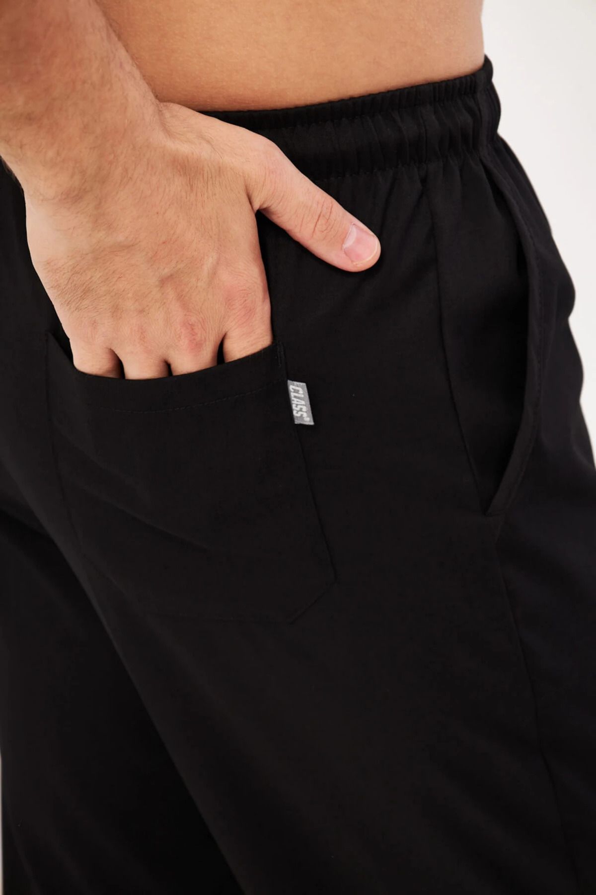 Class Üniforma-Pantaloni de chirurgie pentru bărbați, cu un singur fund, din lycra neagră 5