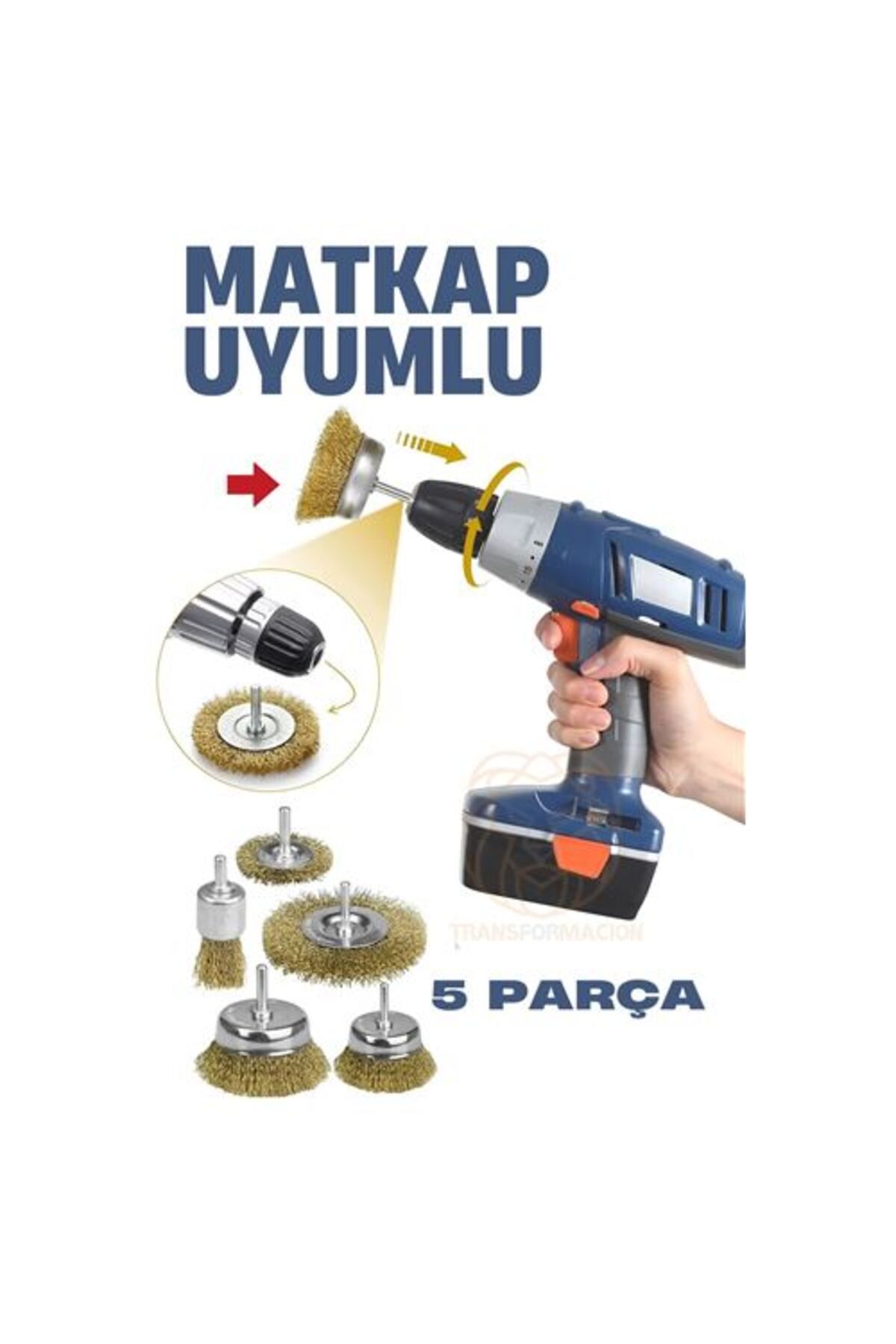 Findit Matkap Uyumlu Saçaklı Pimli Tel Fıça Fırça Seti 1/4 inç