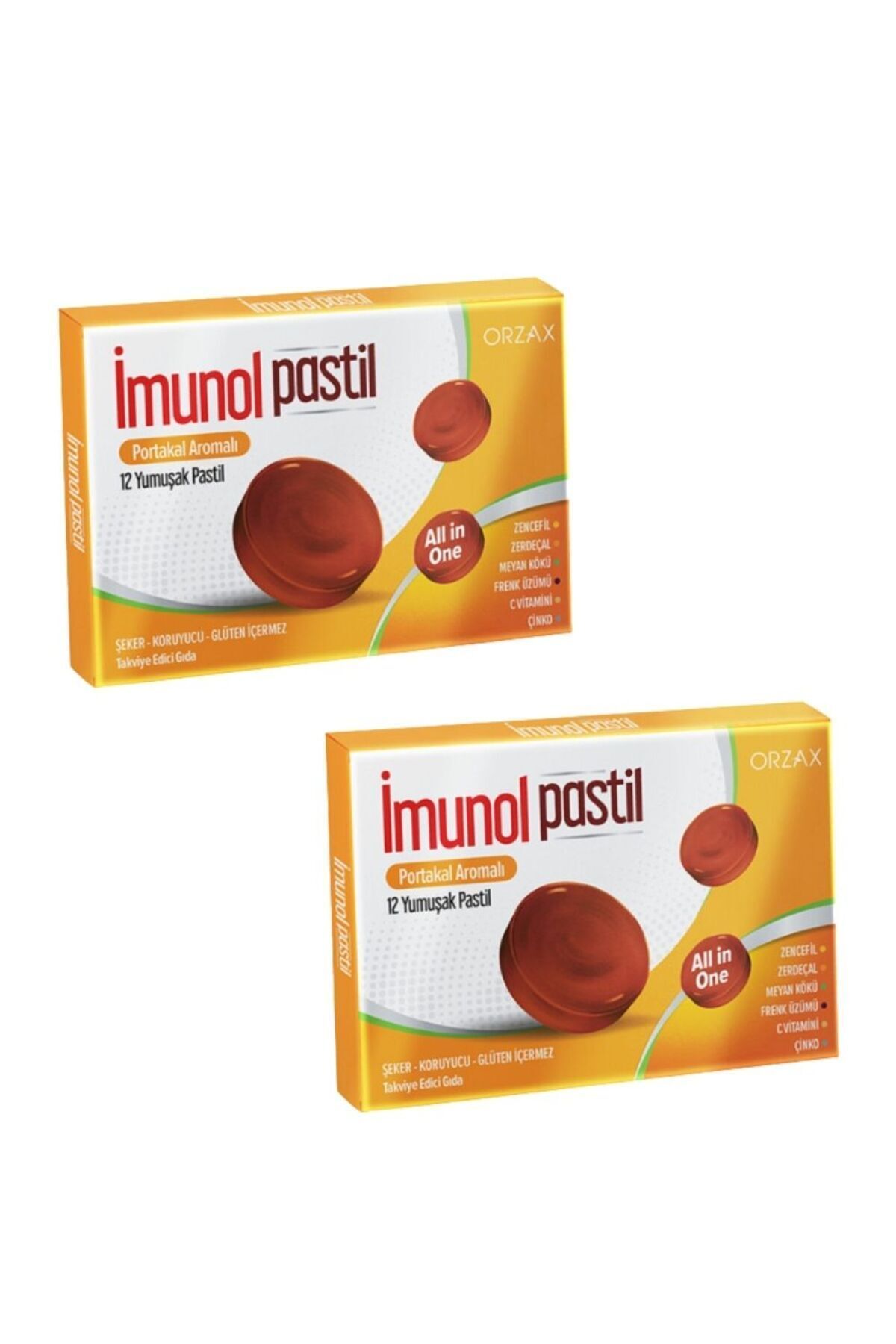 İmunol İmunol Portakal Aromalı 12 Pastil x 2 Adet