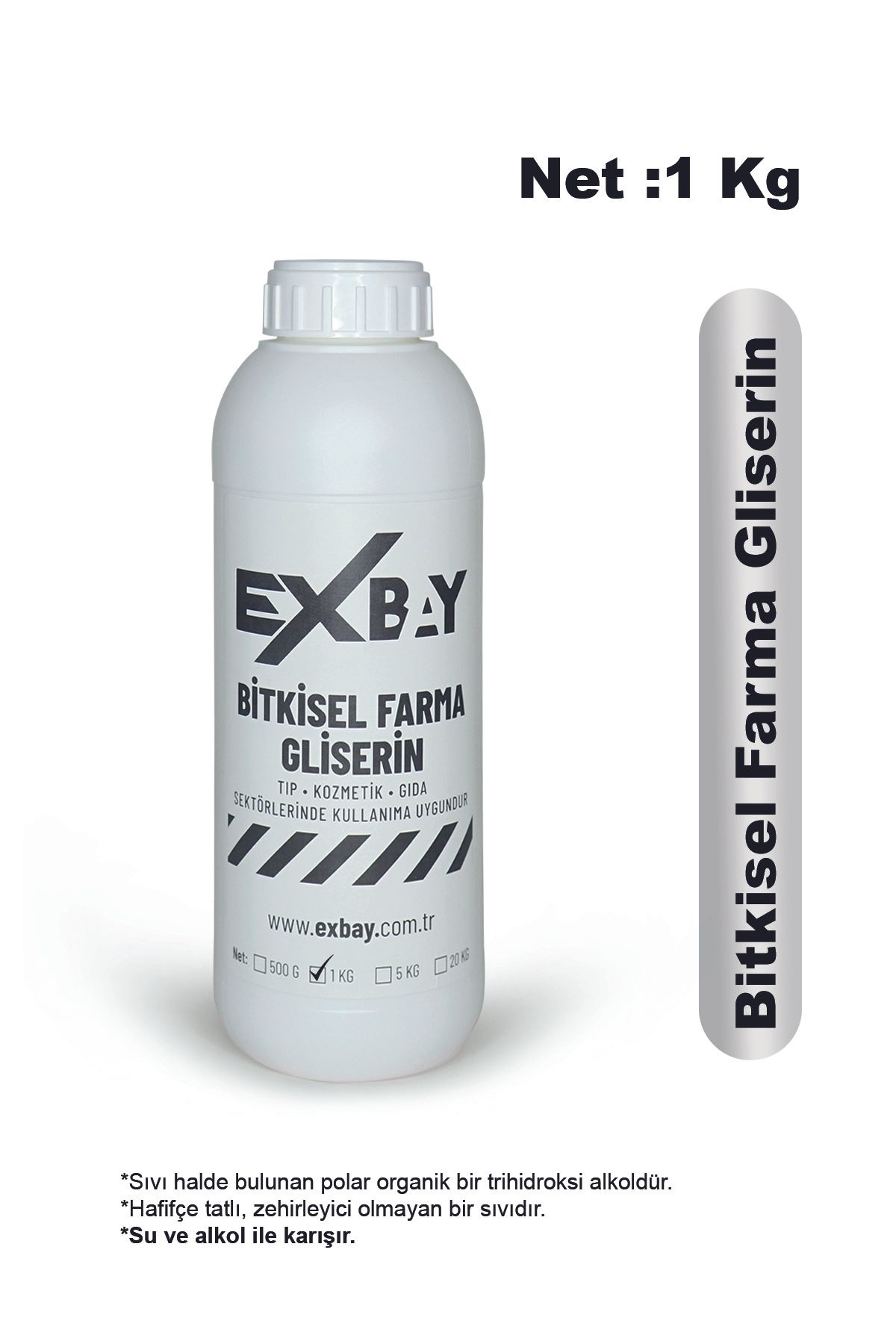 EXBAY | Bitkisel %100 Farma Gliserin 1 Kg - Tıp, Kozmetik, Gıda Sektörüne Uygun