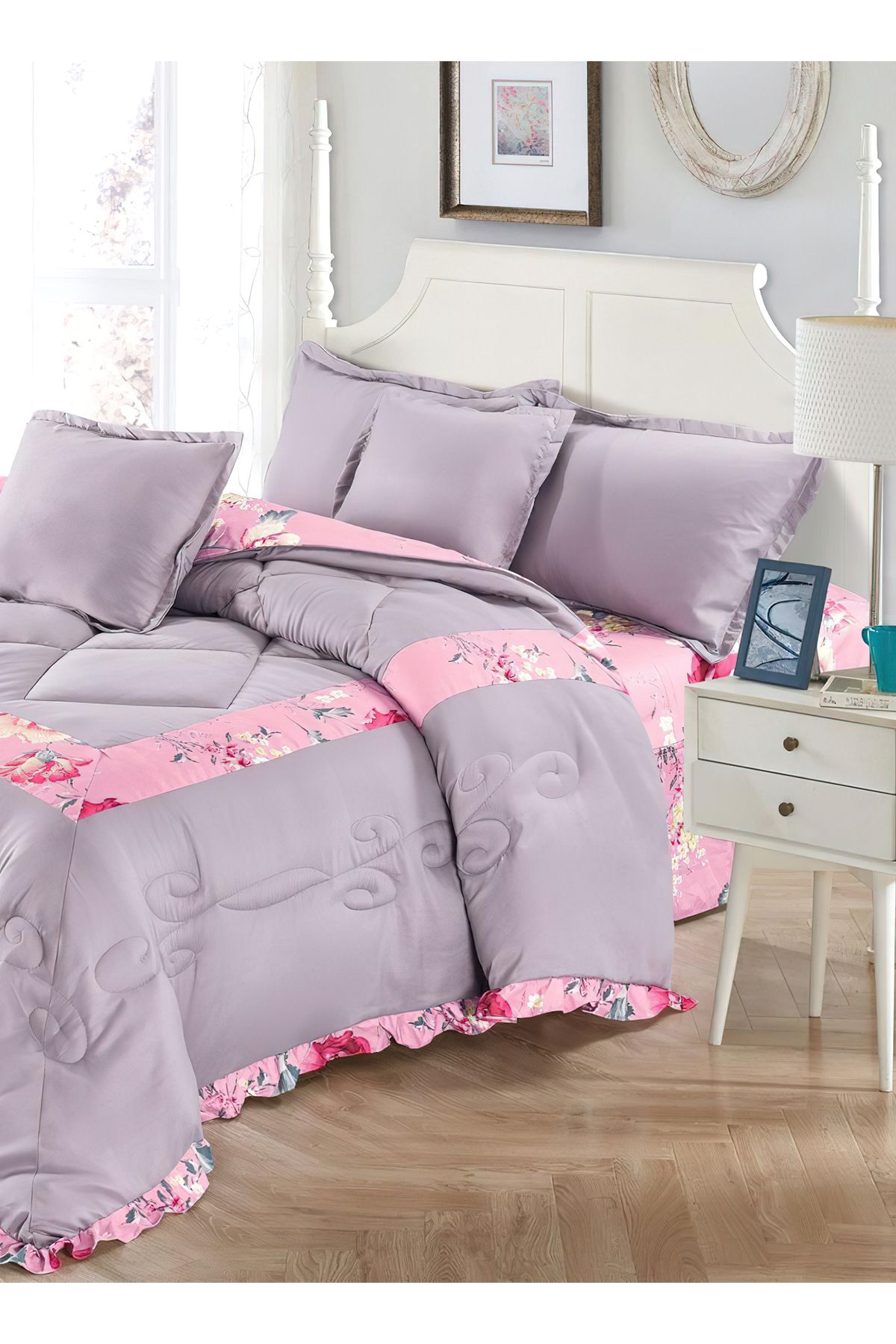 Generic-Comforter Set 4 Piece Single Size Elegant Bedspread Lightweight Comforter Suitable for All Seasons 3