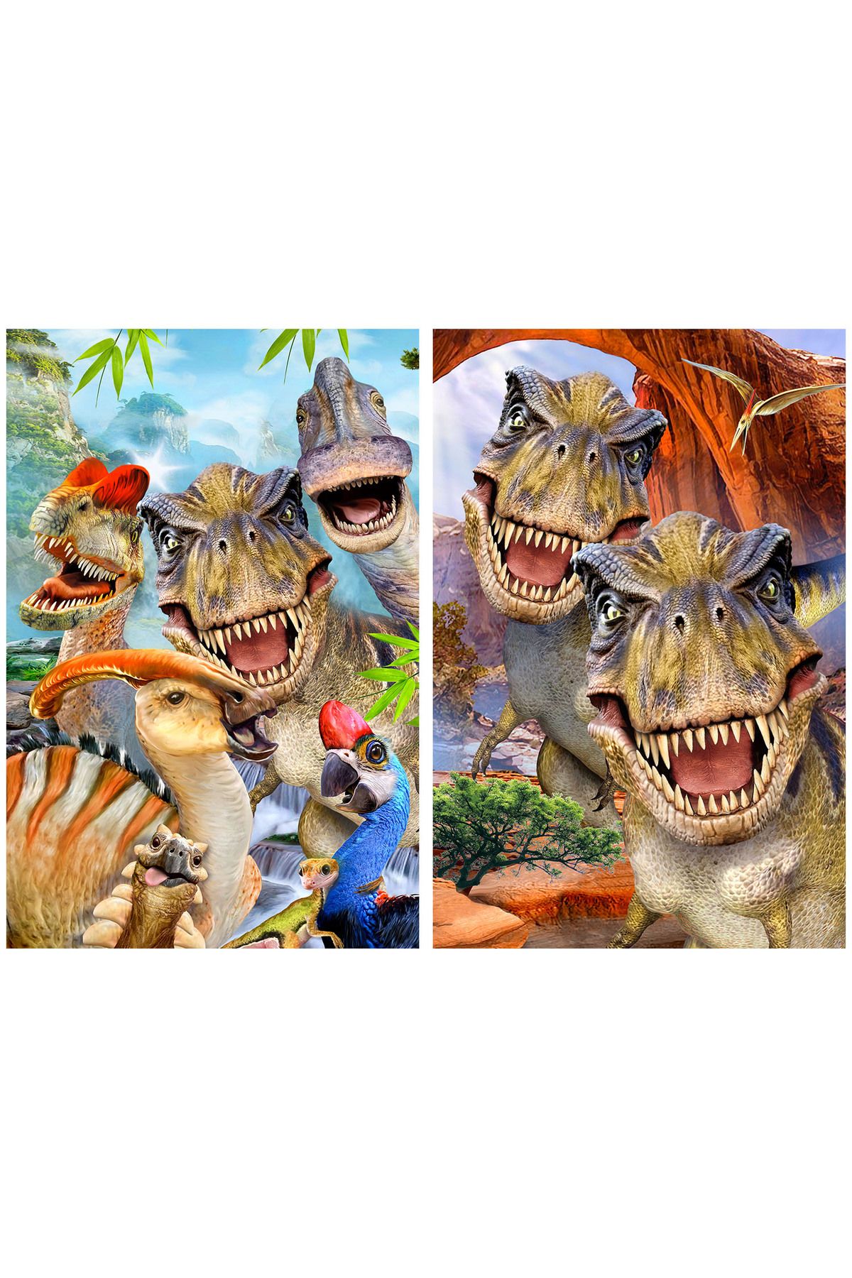 Prime 3D Dinozorlar ve T-Rex Selfie İkili Puzzle 200 Parça 10235