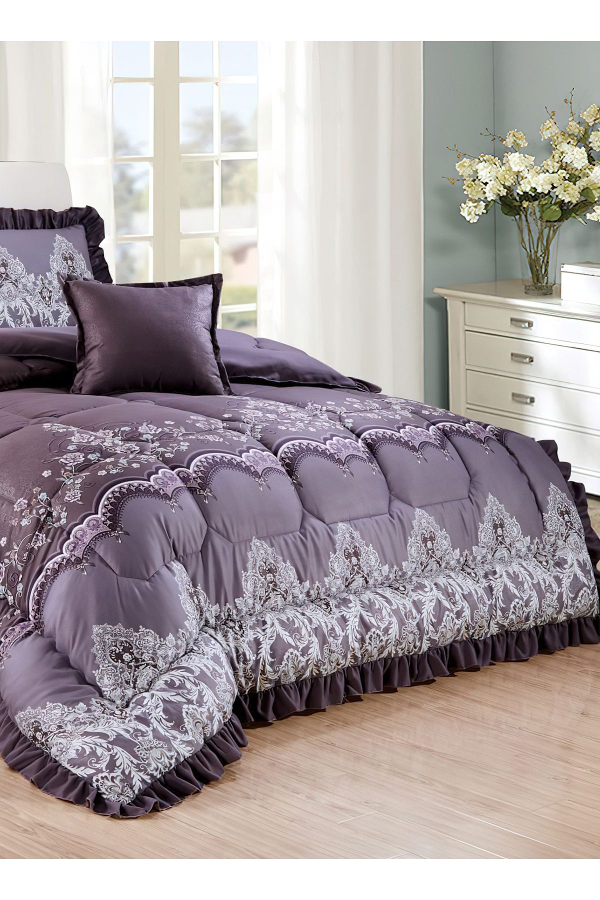 Generic-Comforter Set 4 Piece Single Size Elegant Bedspread Lightweight Comforter Suitable for All Seasons 3