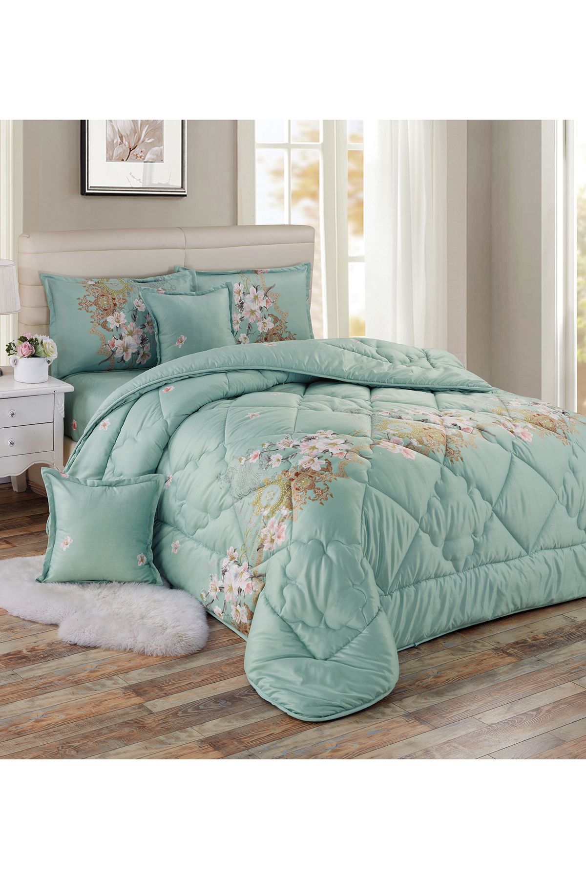 Generic-Comforter Set 4 Piece Single Size Elegant Bedspread Lightweight Comforter Suitable for All Seasons 1