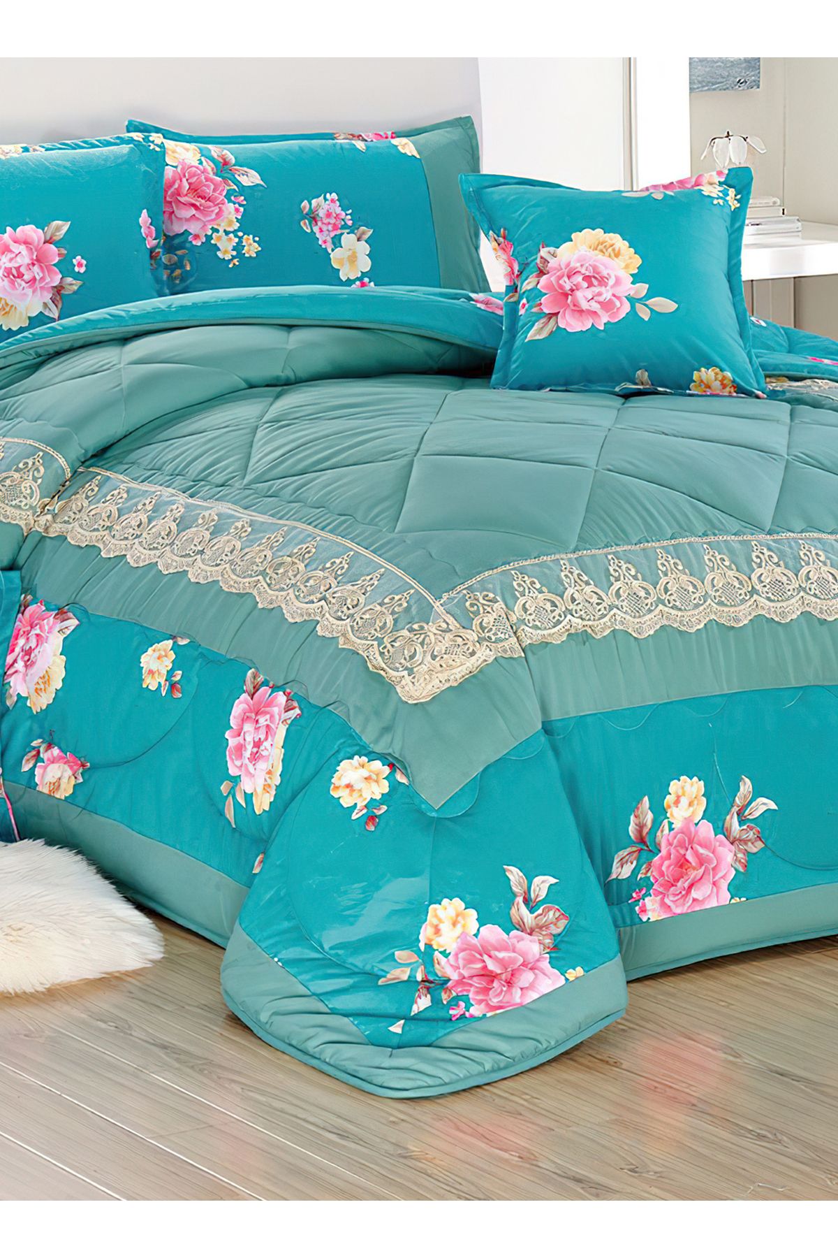 Generic-Comforter Set 4 Piece Single Size Elegant Bedspread Lightweight Comforter Suitable for All Seasons 4