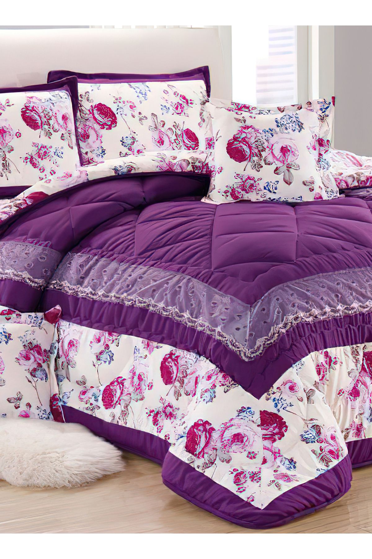 Generic-Comforter Set 4 Piece Single Size Elegant Bedspread Lightweight Comforter Suitable for All Seasons 4