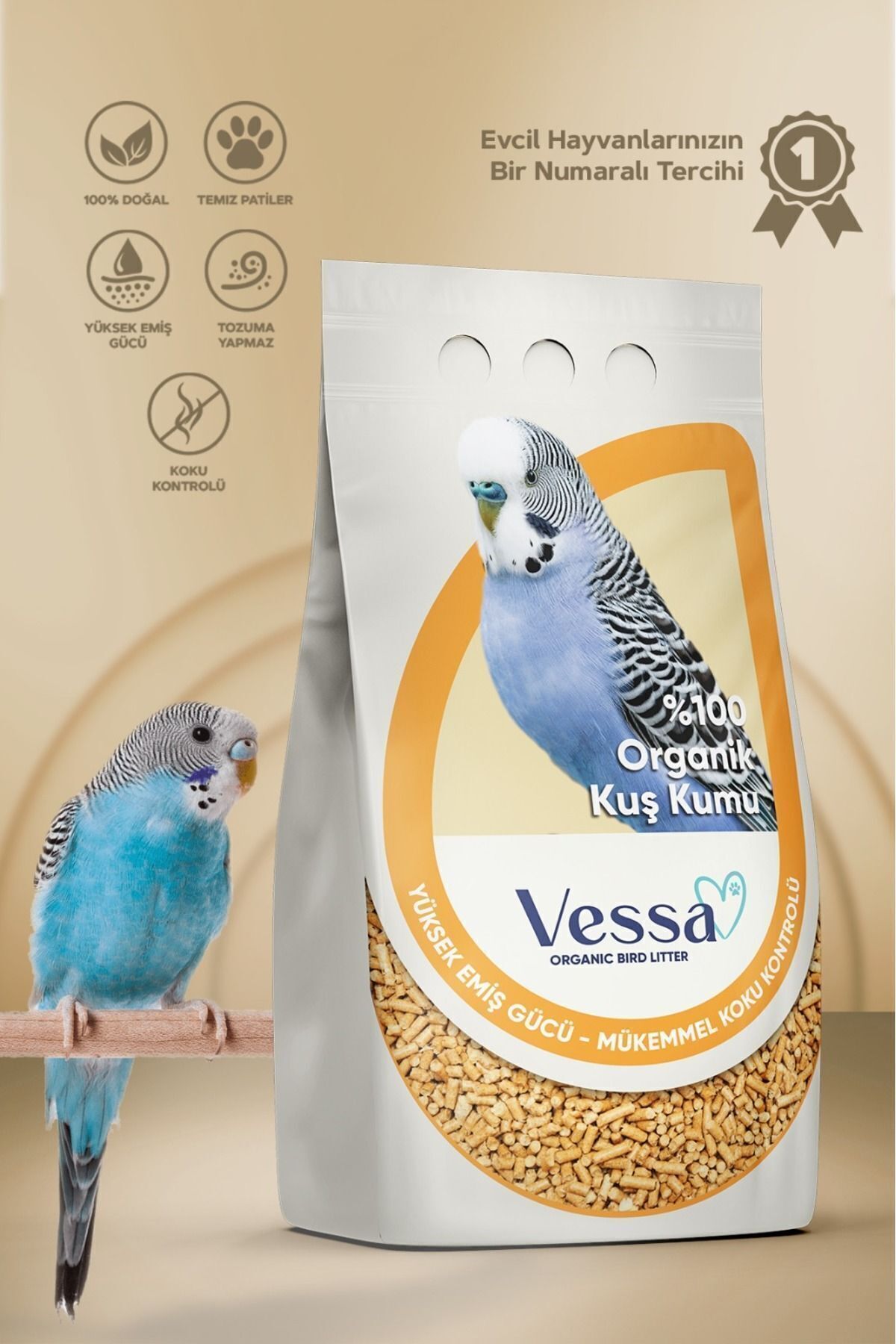 VESSA Kuş Yuva Ve Yavru Altlığı Doğal Çam Kokulu Pelet 10 Lt / 5 Kg