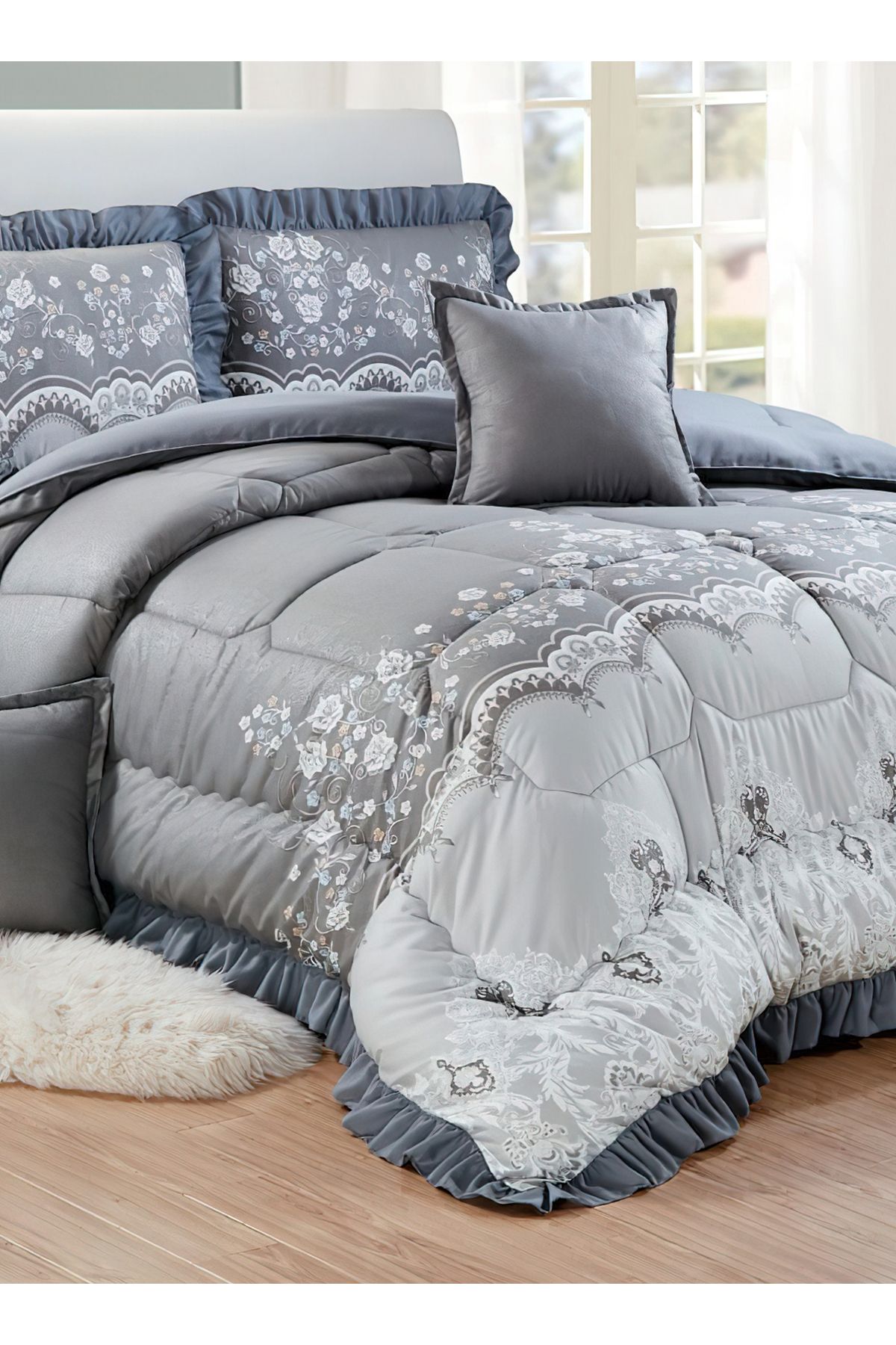 Generic-Comforter Set 4 Piece Single Size Elegant Bedspread Lightweight Comforter Suitable for All Seasons 4