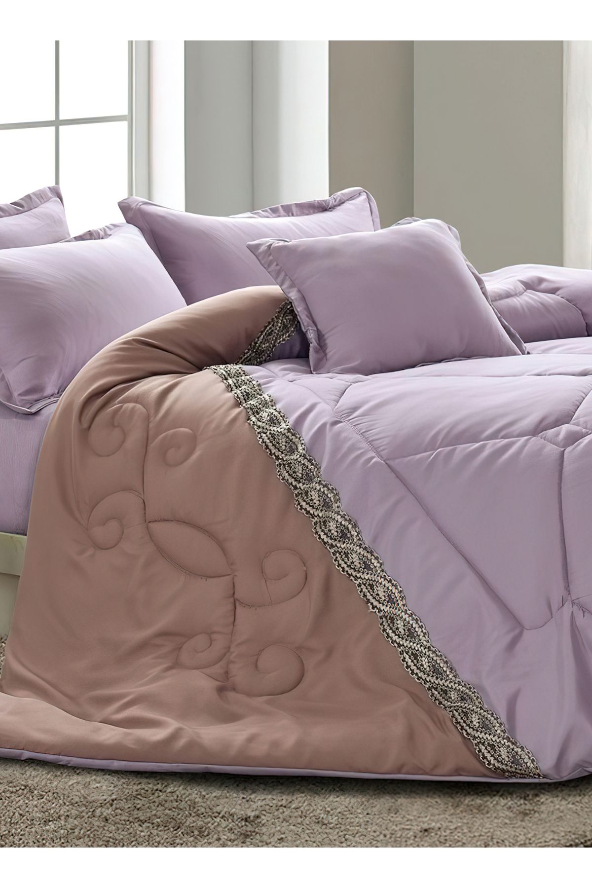 Generic-Comforter Set 4 Piece Single Size Elegant Bedspread Lightweight Comforter Suitable for All Seasons 4