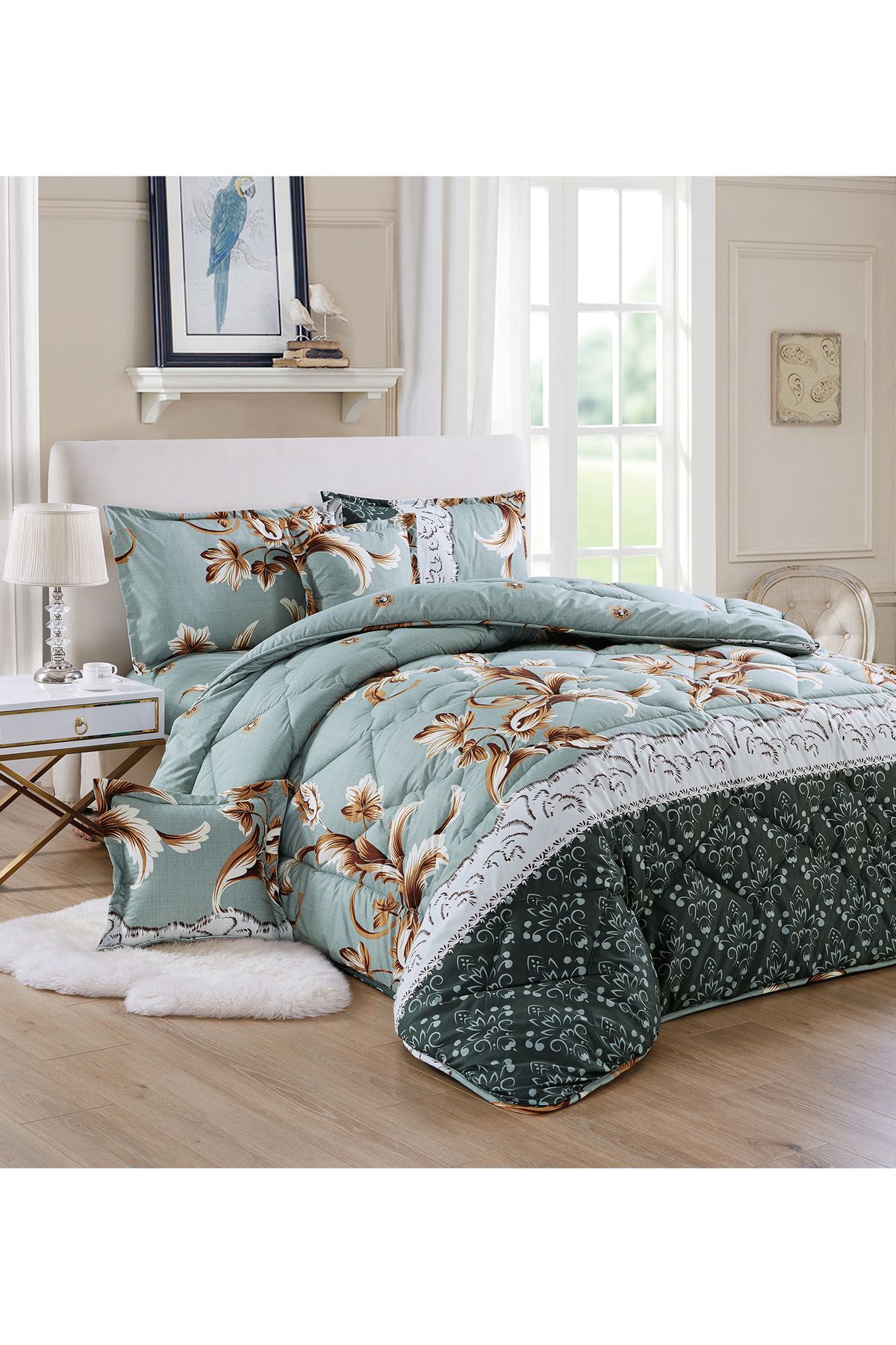 Generic-Comforter Set 4 Piece Single Size Elegant Bedspread Lightweight Comforter Suitable for All Seasons 1