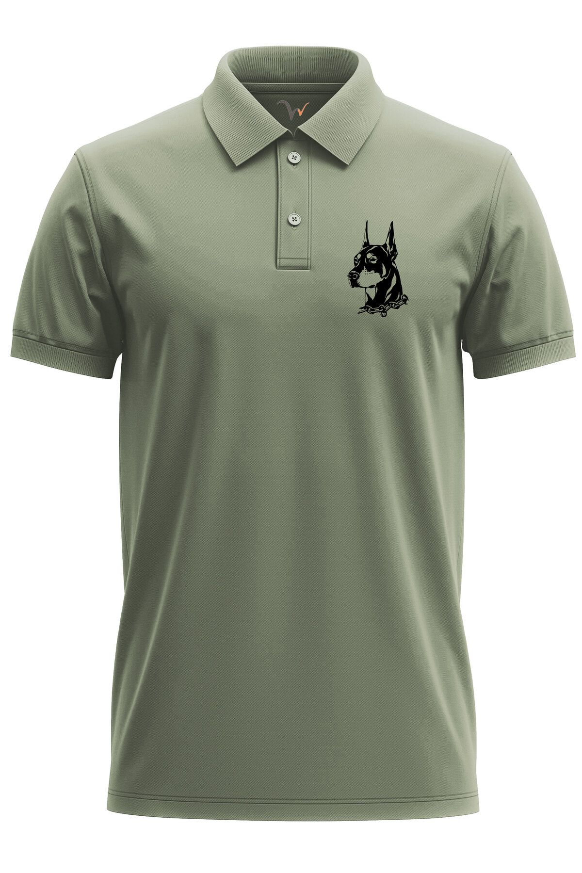 WİDİ Doberman Köpek Baskılı Şık %100 Pamuk Regular Fit Polo Yaka T-Shirt