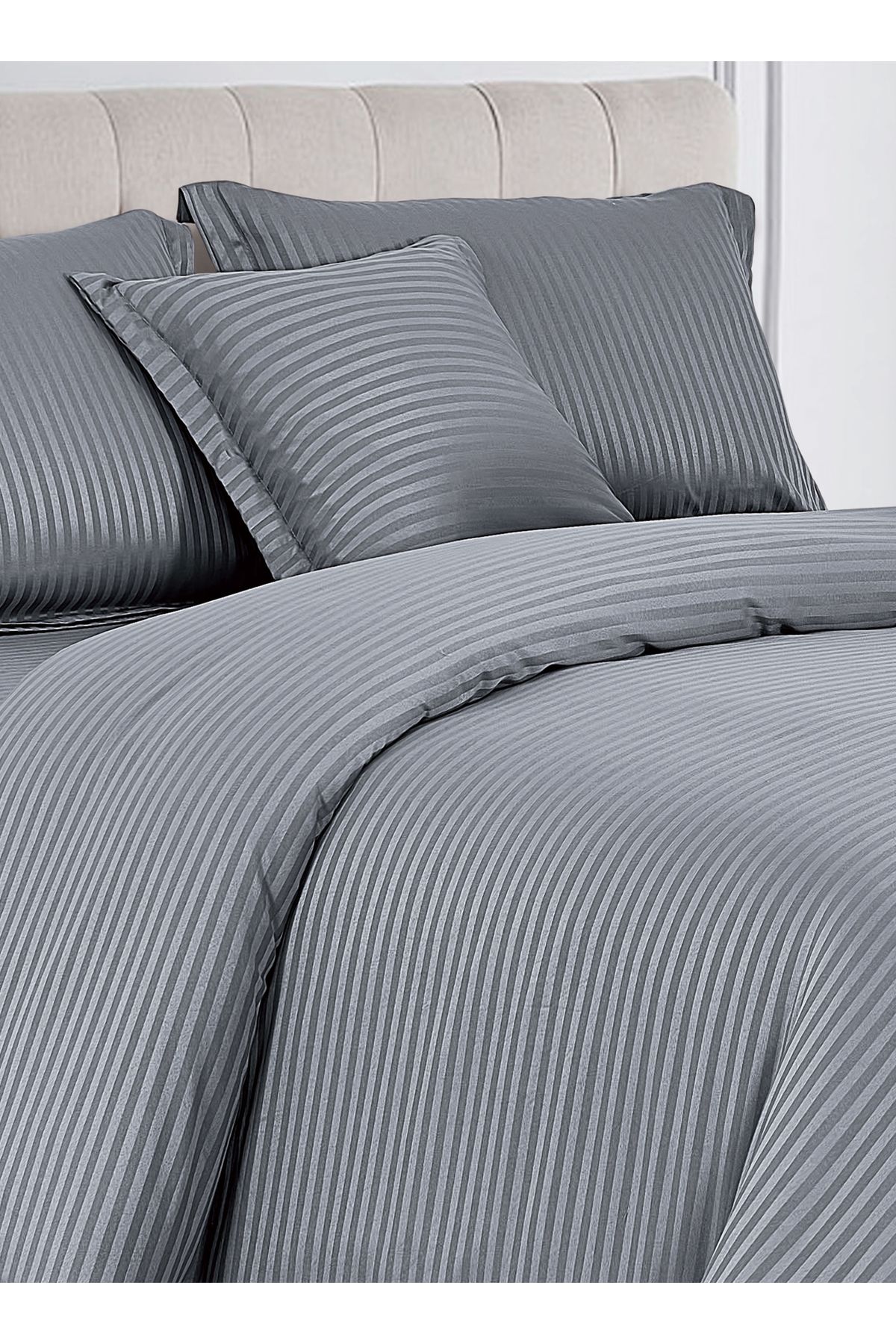 Generic-Hotel Stripe soft Comforter Set, Single Size (160X210 CM) 4 Pieces, Horizontal Striped Pattern 7