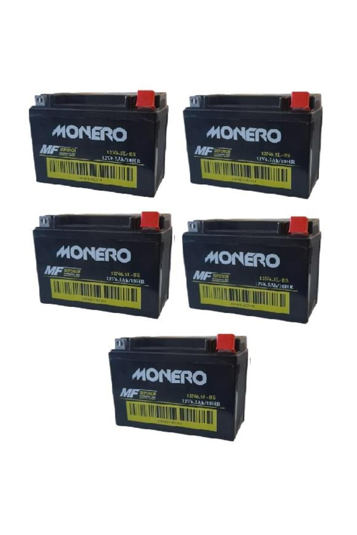 monero 12N6.5L  6,5AMPER MOTOSİKLET AKÜ 5'Lİ SET EBATLAR: 138x65x100mm